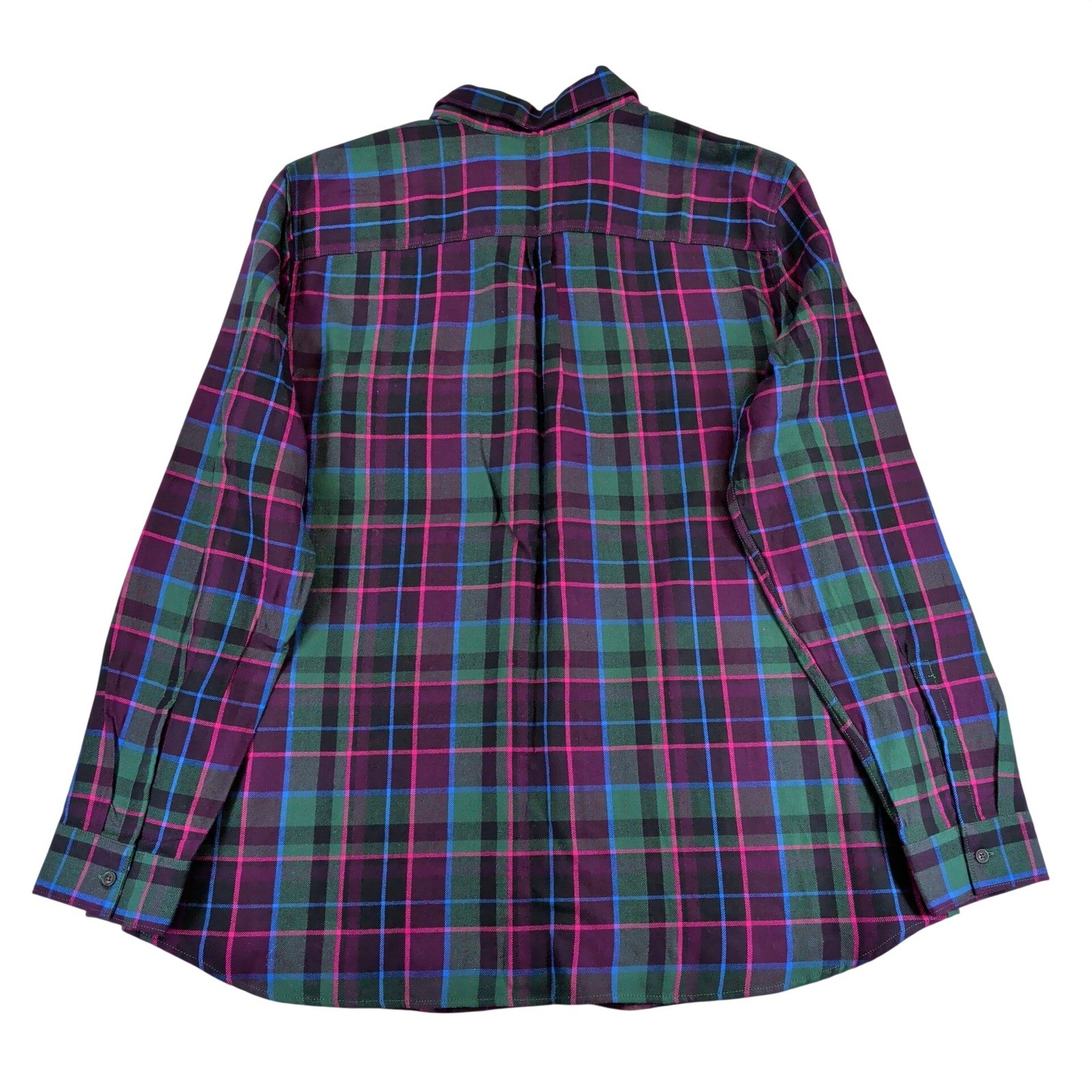 Eddie Bauer Firelight Flannel Shirt XL Dark Pine Purple Green Plaid Tencel NEW