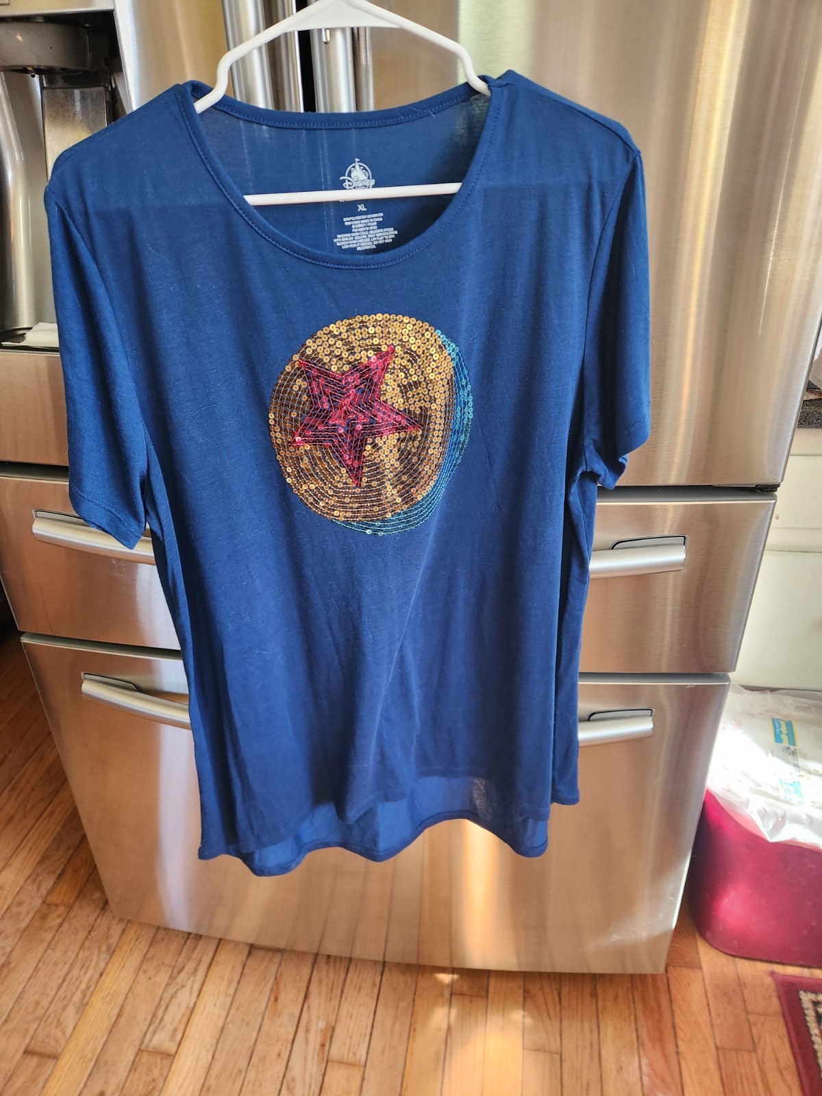 Disney Parks Toy Story Ball T-shirt Women XL Luxo Pixar Sequin Navy Blue unused