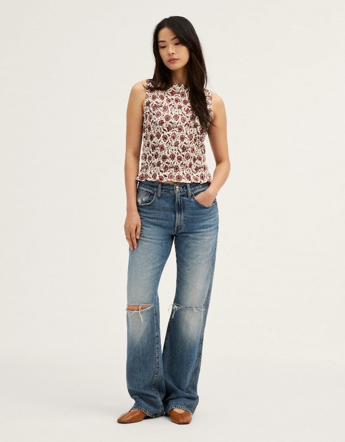 Madewell Women’s Smocked Boatneck Sleeveless Top, vanilla (NEW)