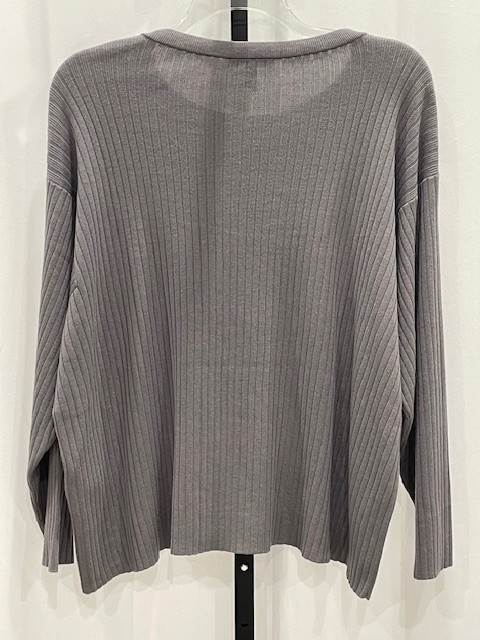 NWT! $198 Eileen Fisher Sz XL Long Slv Medium Weight Top Sweater ‘Smoke’ Lt Gray