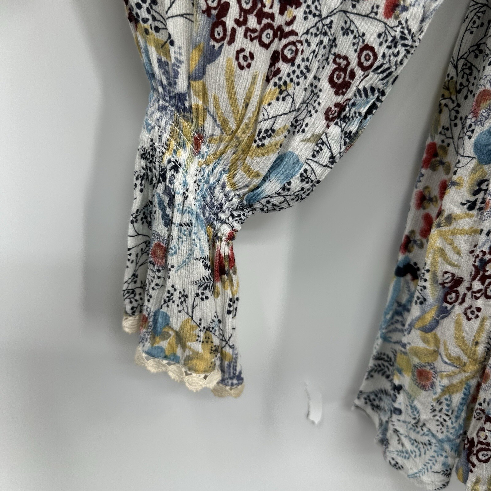Sundance Peasant Blouse Small Floral Lace Long Sleeve BOHO Prairie Cottagecore