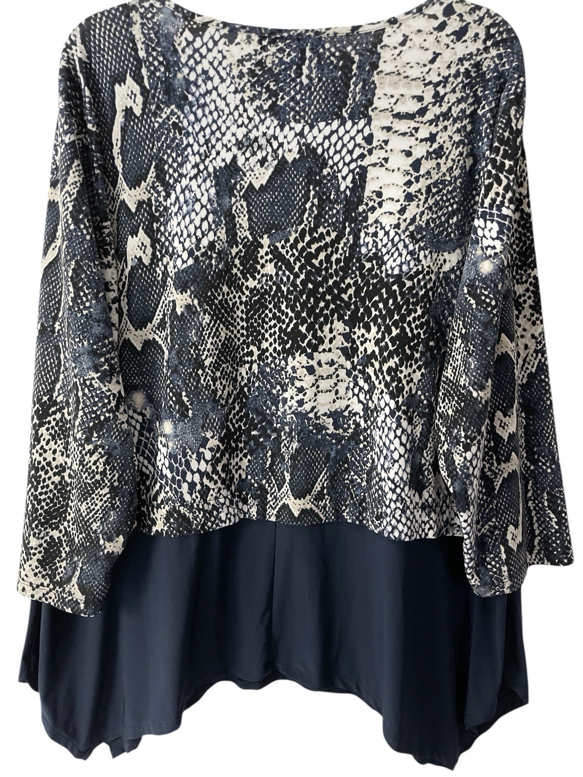 Style & Co Top Womens 3X Blue Snake Skin Long Sleeves Flowy Tunic Stretch Knit