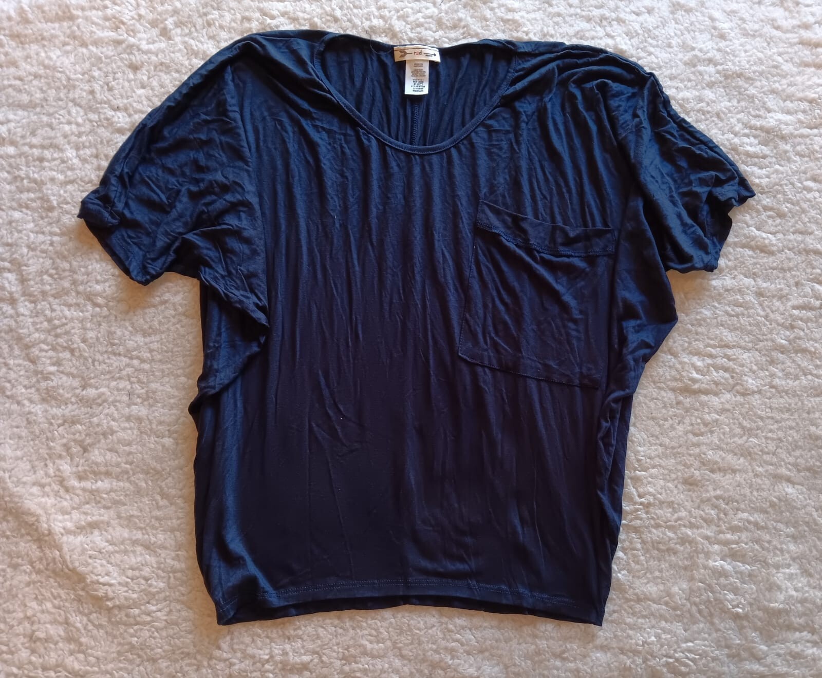 R2D Apparel Women’s (M)Navy Blue Short Dolman Batwing Sleeve Casual T-Shirt NWOT