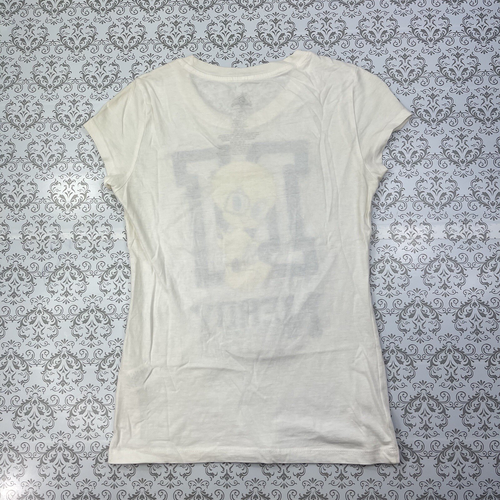 Warner Bros Tweety N is for Nerdy Bird Looney ToonWhite Glitter Top Shirt M 7/9