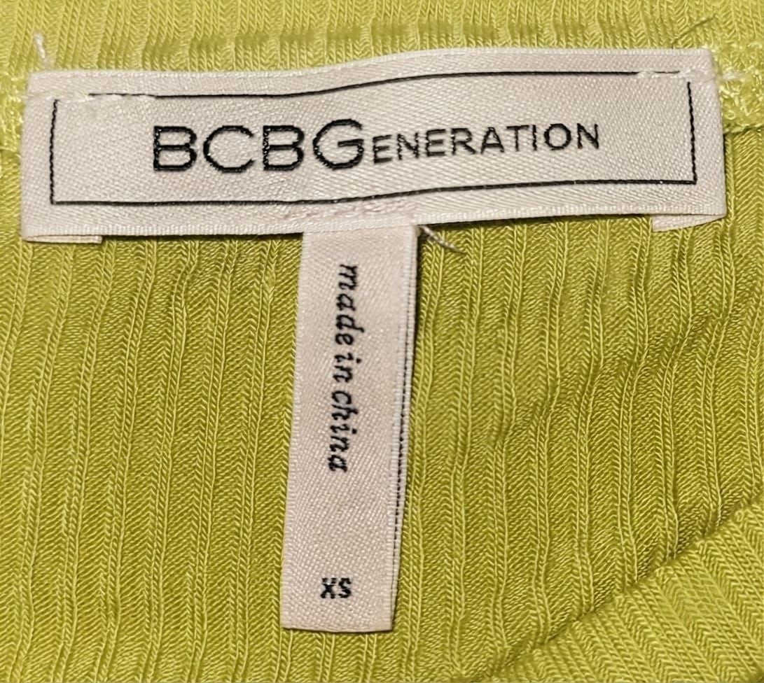 BCBGeneration Ribbed Cross Front Short Sleeve Crop Top, Size XS