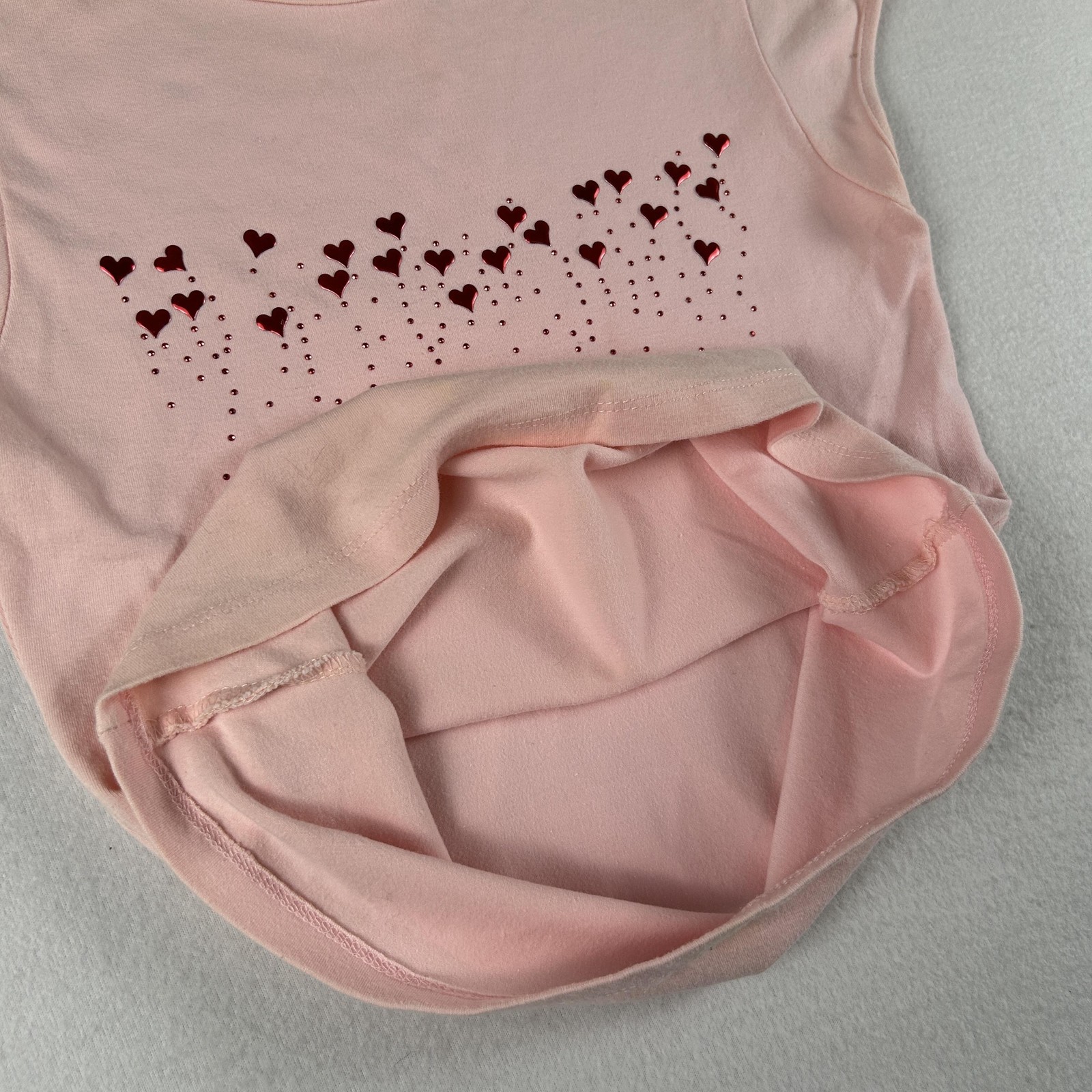 Vintage Lipsy Shirt Womens Small Heart Rhinestone Cap Sleeve Baby Tee Y2K USA