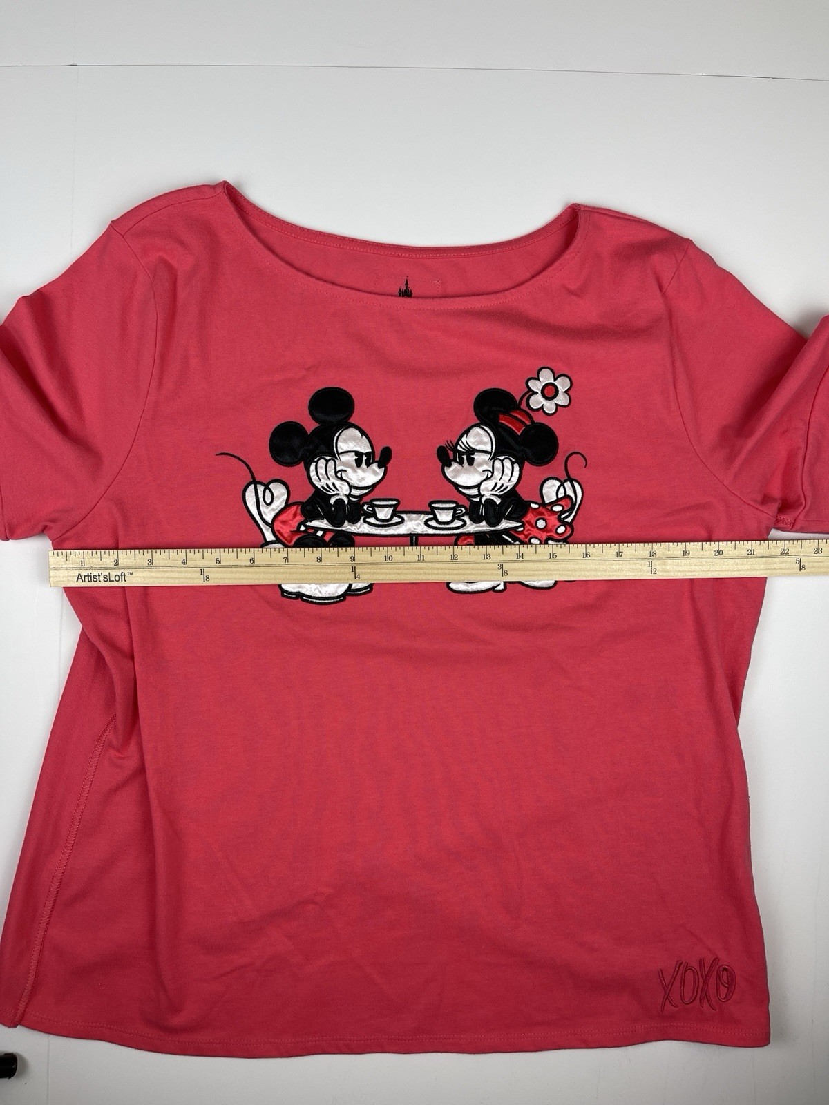 DISNEY MICKEY & MINNIE “XOXO” EMBROIDERED T-SHIRT WOMEN’S SIZE XXL – AUTHENTIC