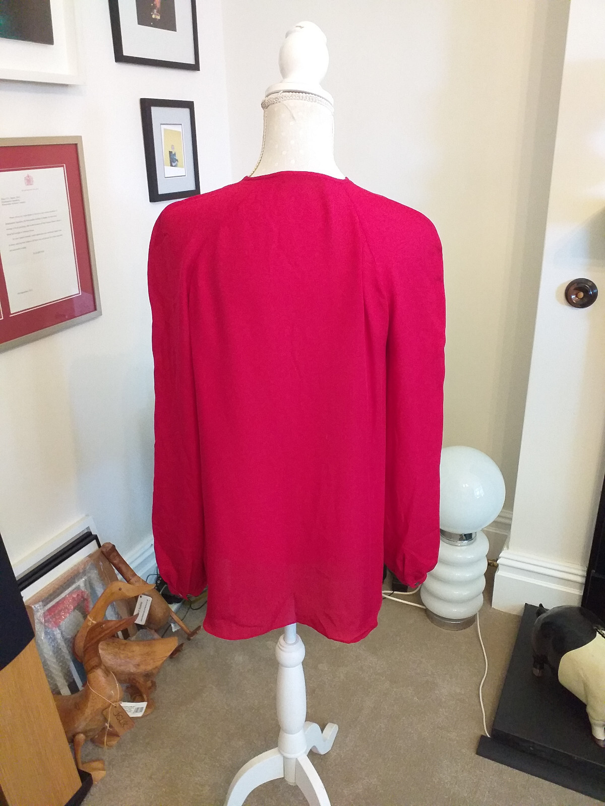 Tamara Mellon red silk top blouse size 8