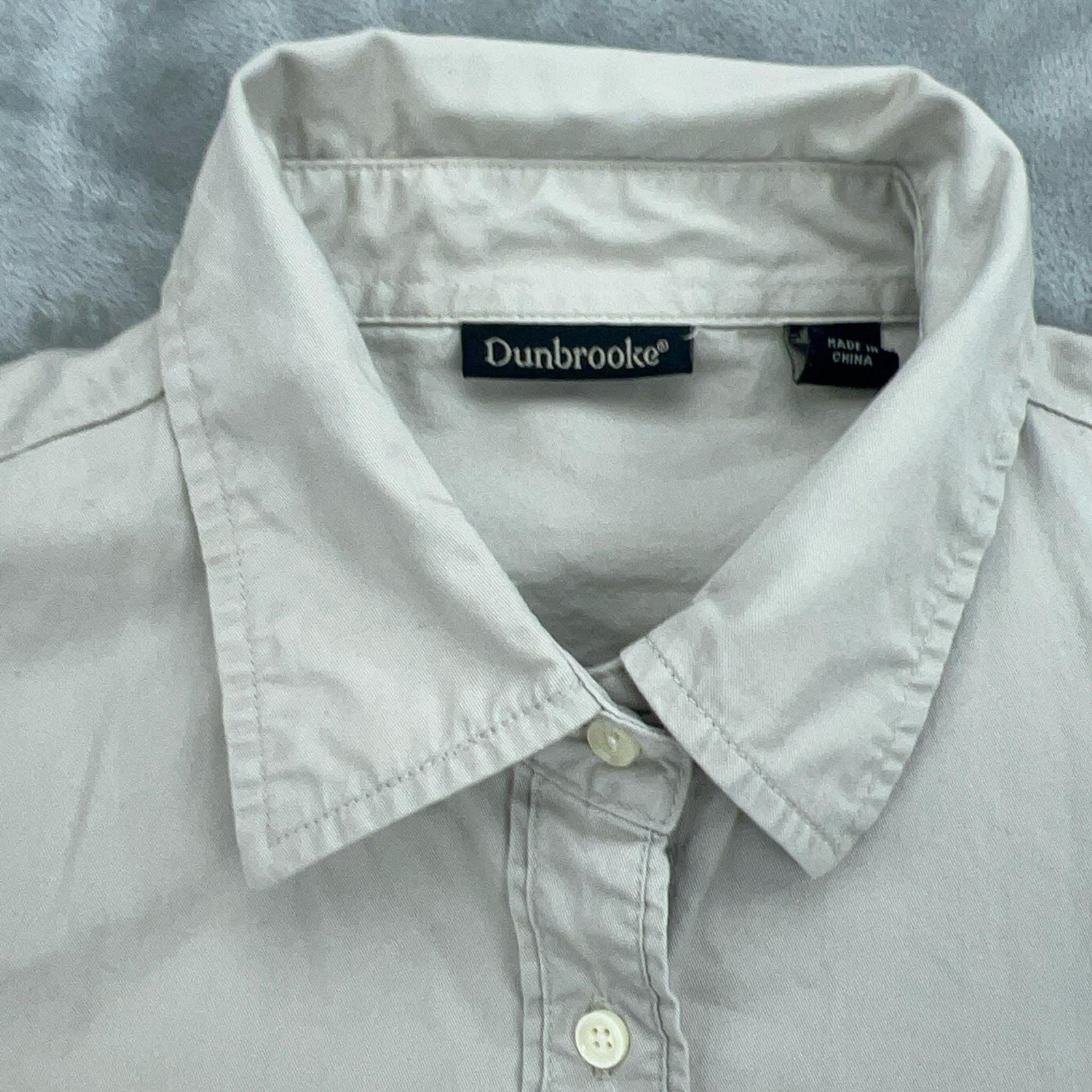 Dunbrooke Womens XL Beige Khaki 100% Cotton 3/4 Sleeve Button Up Shirt Top