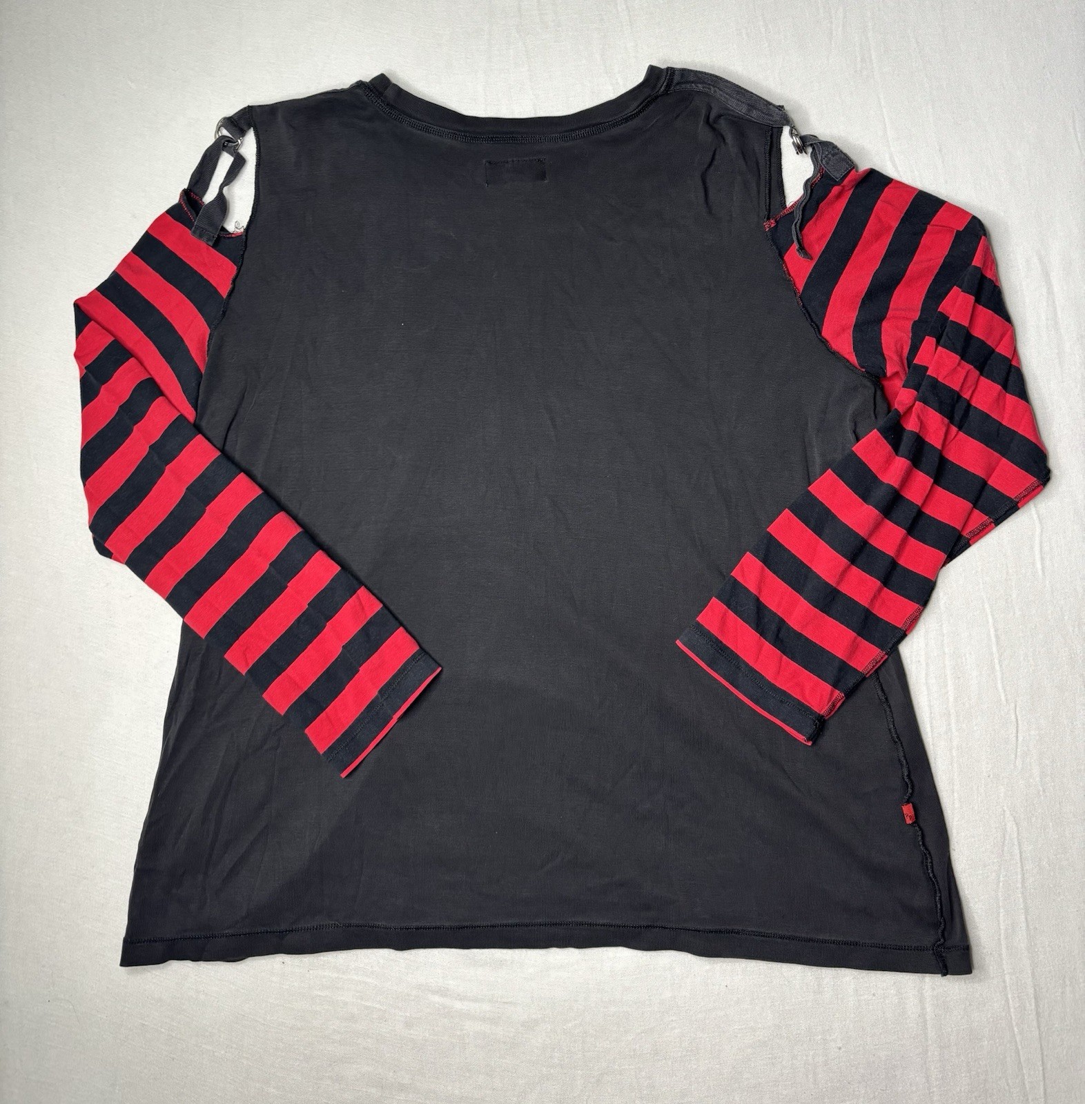 Authentic Tripp NYC Red and Black Striped Size 3XL Long Sleeve Shirt Skull