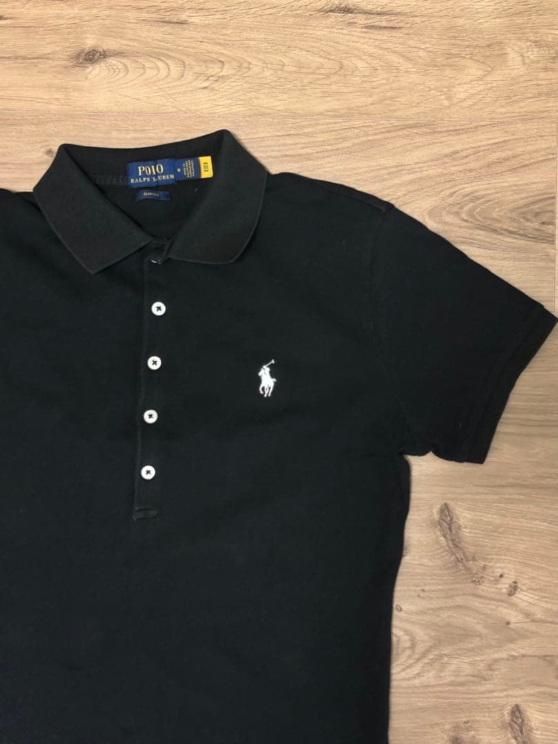 Polo Ralph Lauren Slim Fit Stretch Polo Shirt Black M Excellent Condition