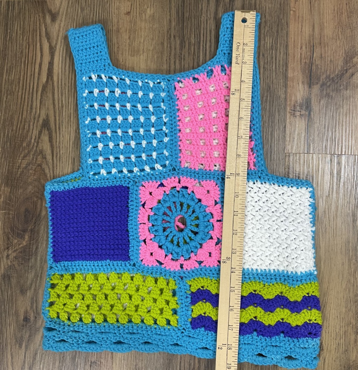 Crochet Tank Top GrannyCore Festival Beach Multicolor Small