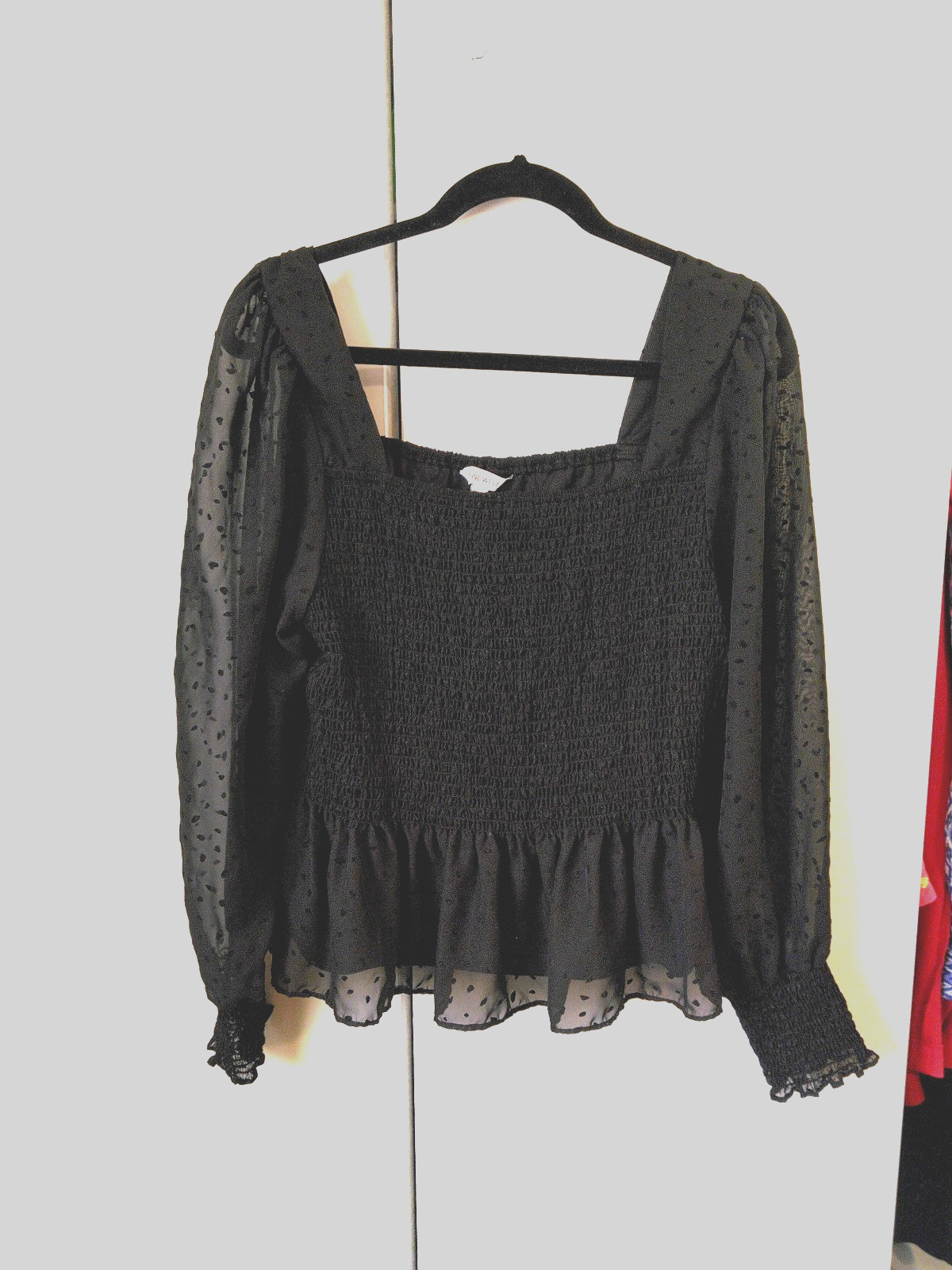 Women’s Smocked Feminine Top Size XXL Sheer Sleeves Whimsygoth Dark Romantic