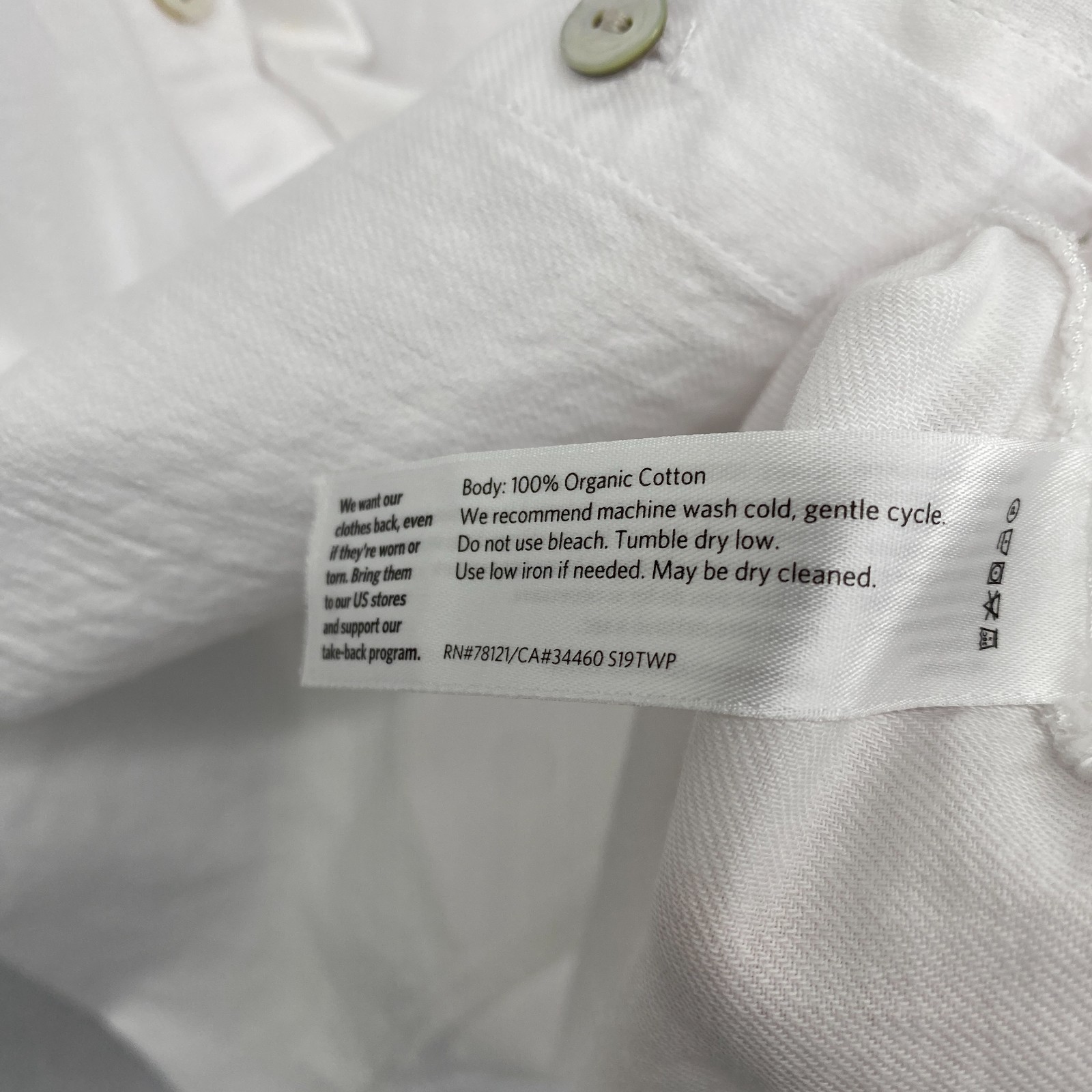 EILEEN FISHER Top PS Soft Organic Cotton Twill Shirt Oversized Button Up White