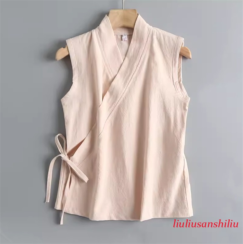 Chinese Style of Hanfu Vest Sleeveless Waistcoat Shirt Tops Sleeveless Women