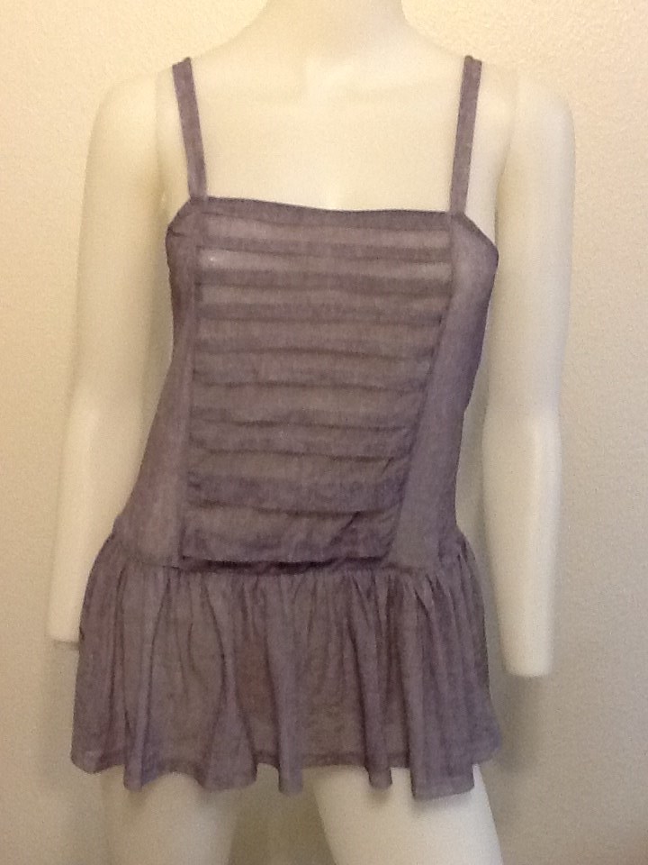NEW LUCCA COUTURE SHEER CHIFFON DROP WAIST PLEATED TUNIC TANK TOP URBAN BOHO XS