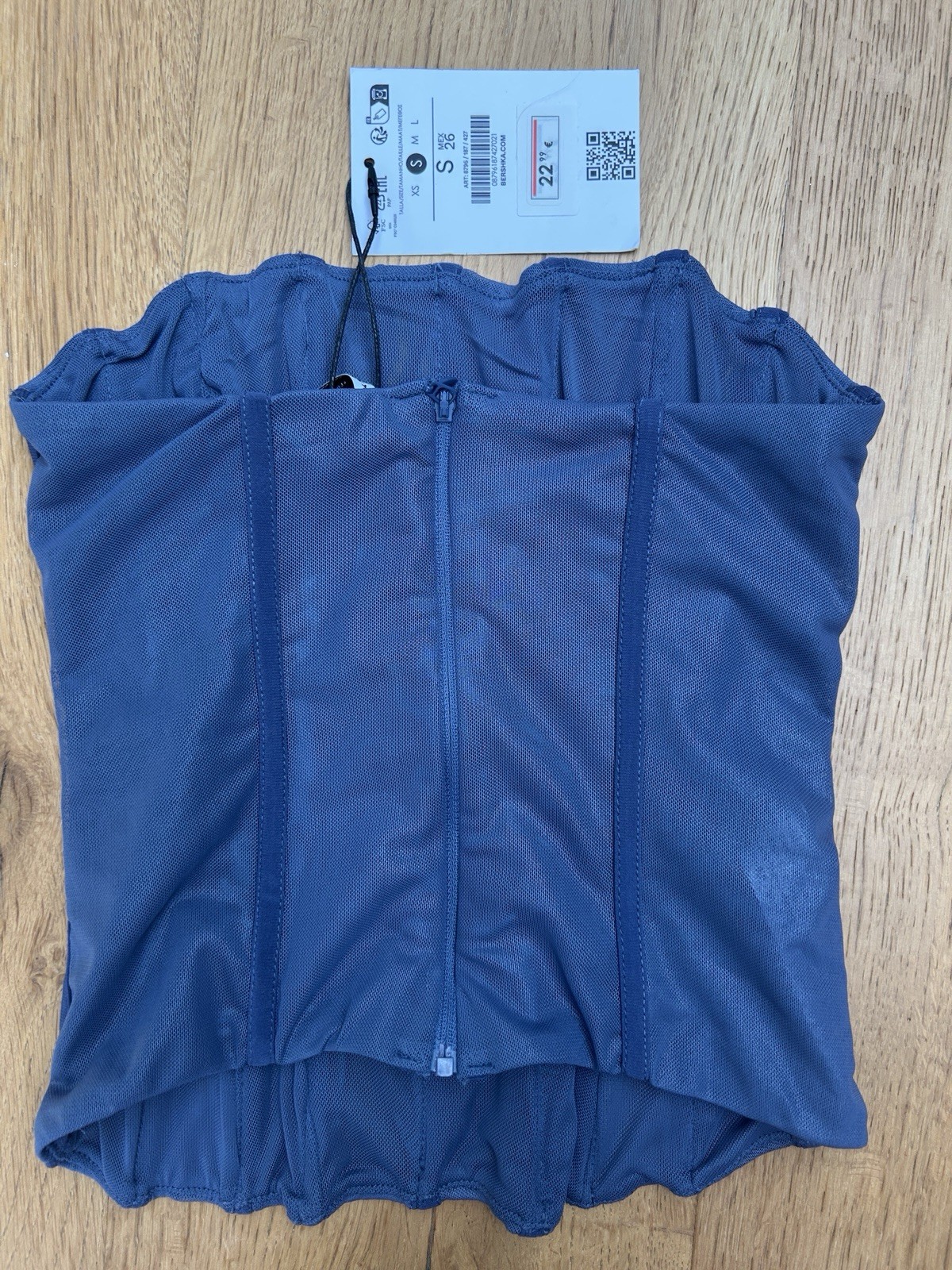 Bershka Women’s Blue Mesh Corset Top With Boning Size S BNWT