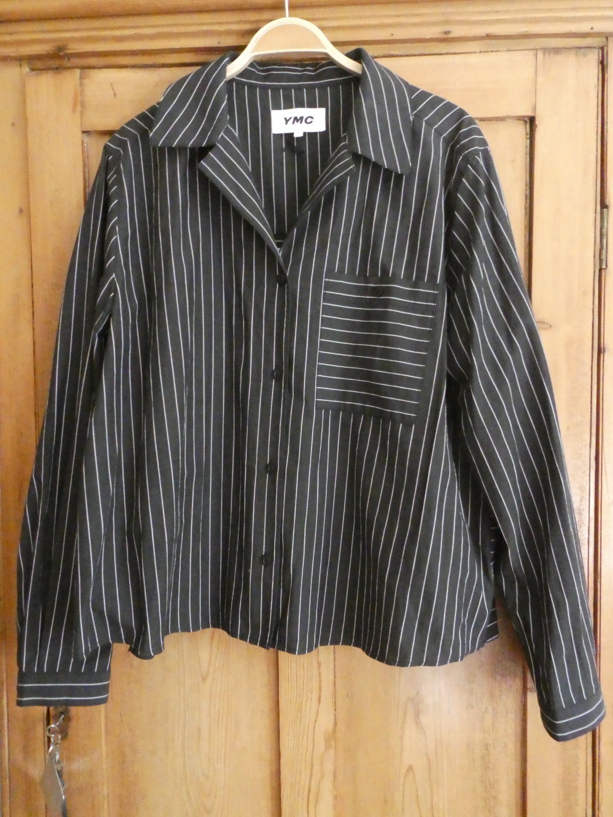 YMC Cotton Black & Fine Stripe ‘Annie’ Shirt – size L – BNWT