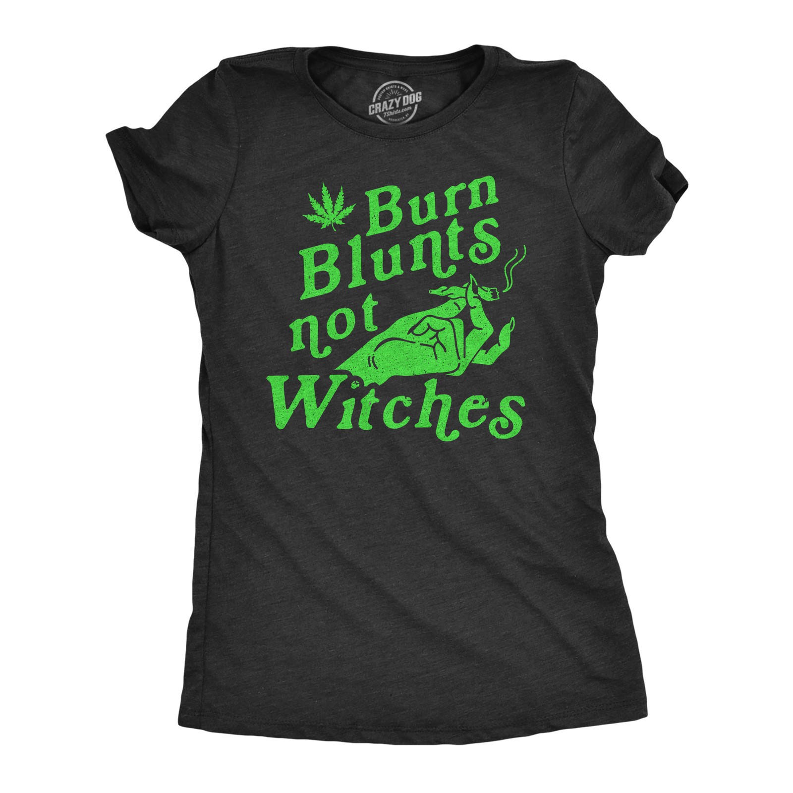 Womens Burn Blunts Not Witches T Shirt Funny Halloween 420 Marijuana Graphic