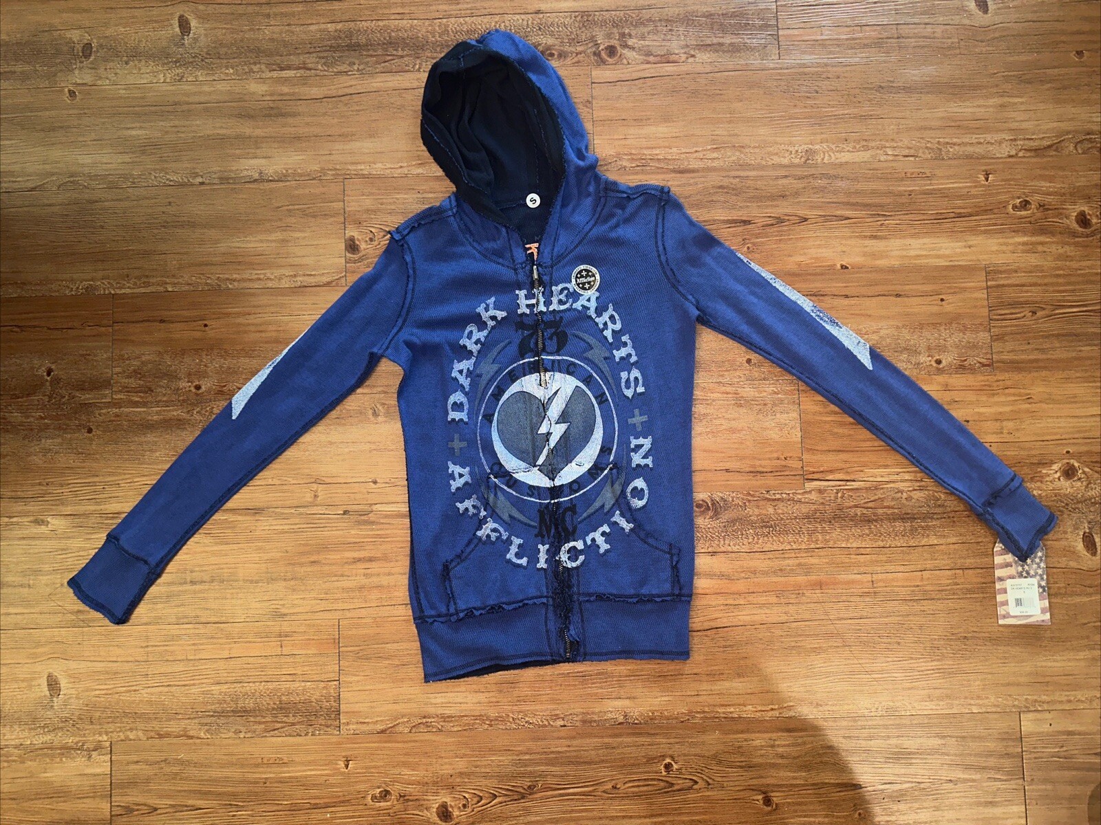 Vintage Y2K New Affliction Reversible Hooded Zip Up Sweater Chrome Hearts Style