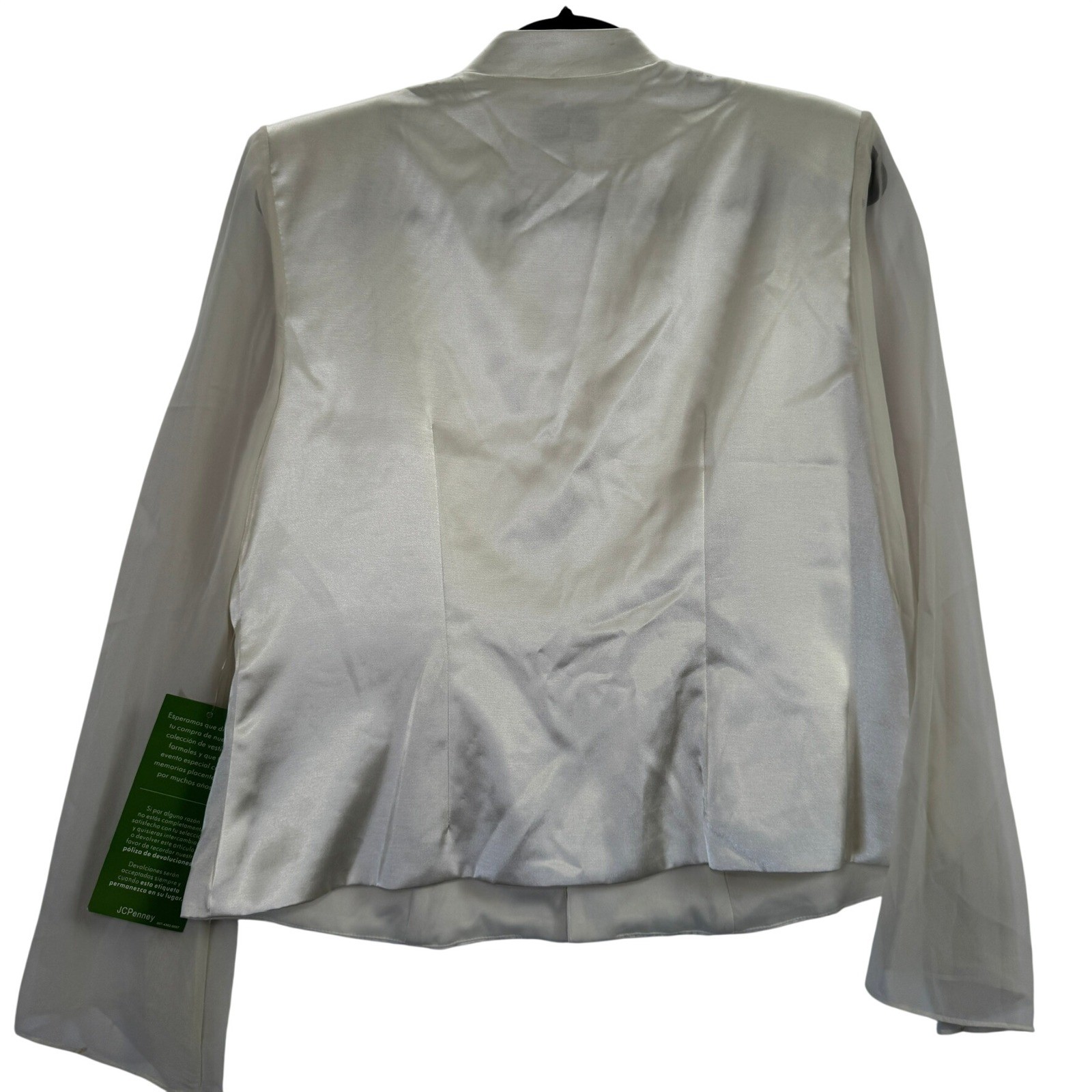 J.R. Nites Carol Lin Ivory Satin Pleated Rhinestone Button Formal Blouse Size 16
