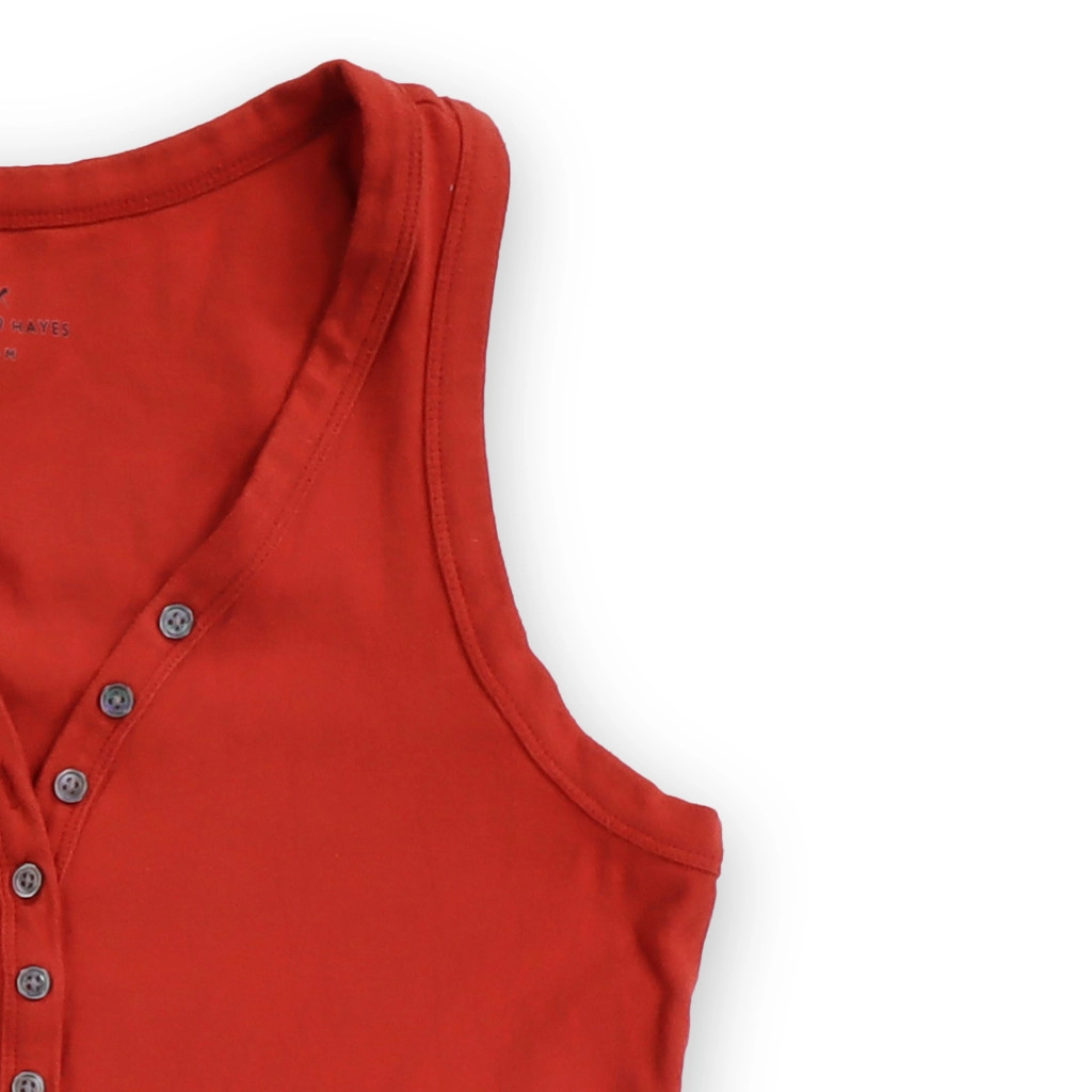 Denver Hayes Tank Top Womens M Red Cotton Blend Sleeveless V-Neck