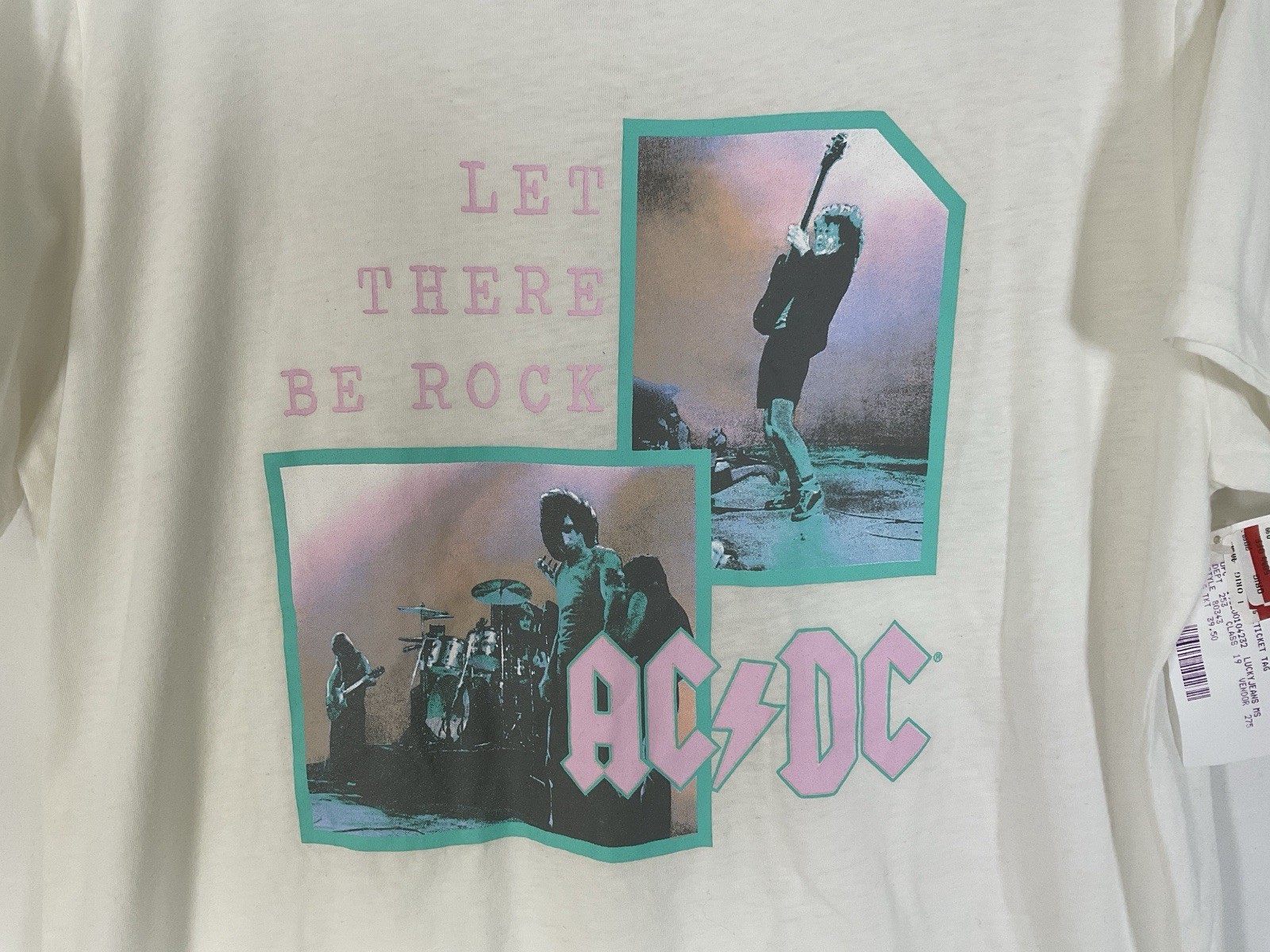 NWOT Women’s AC/DC Let There Be Rock White Graphic T-Shirt – Size XL