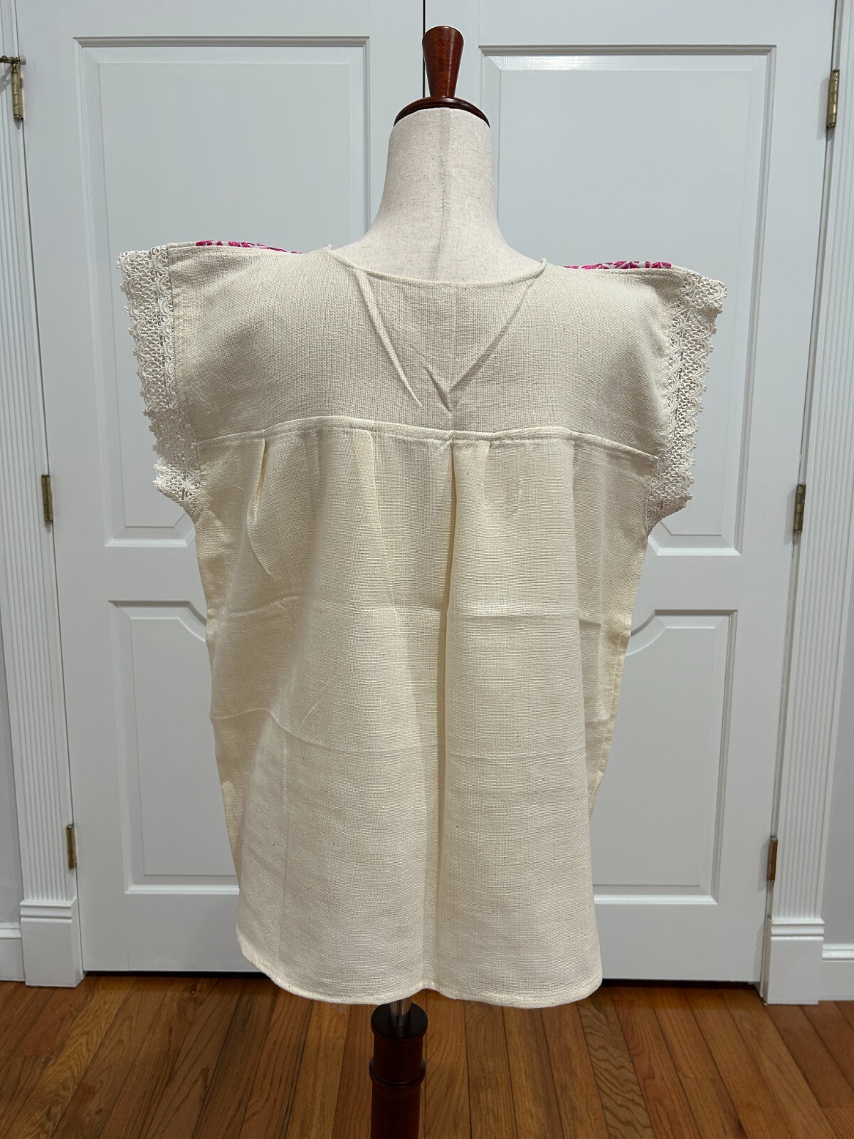 Paloma Embroidered Mexican Blous, With Hand Loom fabric.