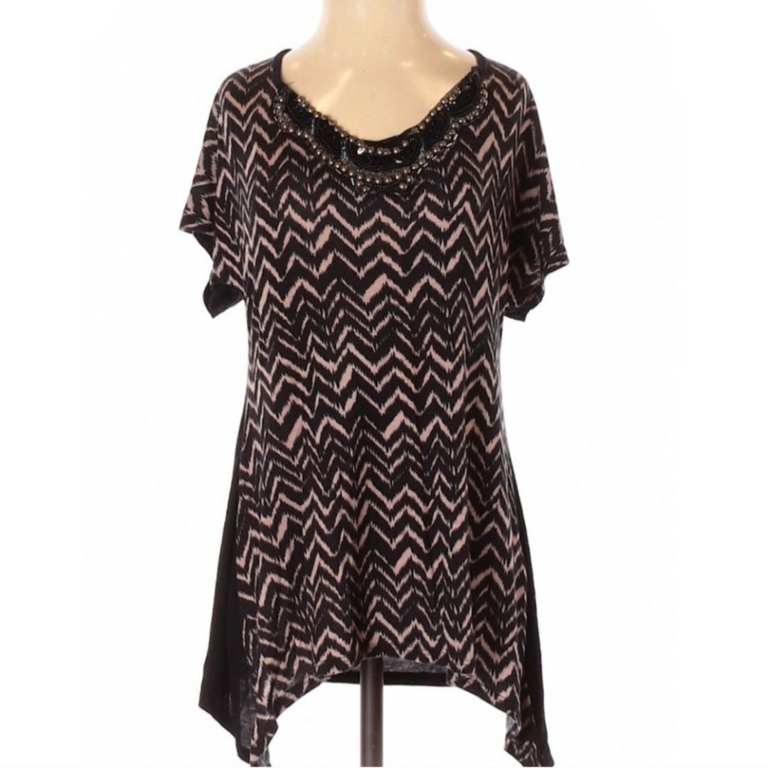 Lavish Size Small Embellished Chevron Blouse