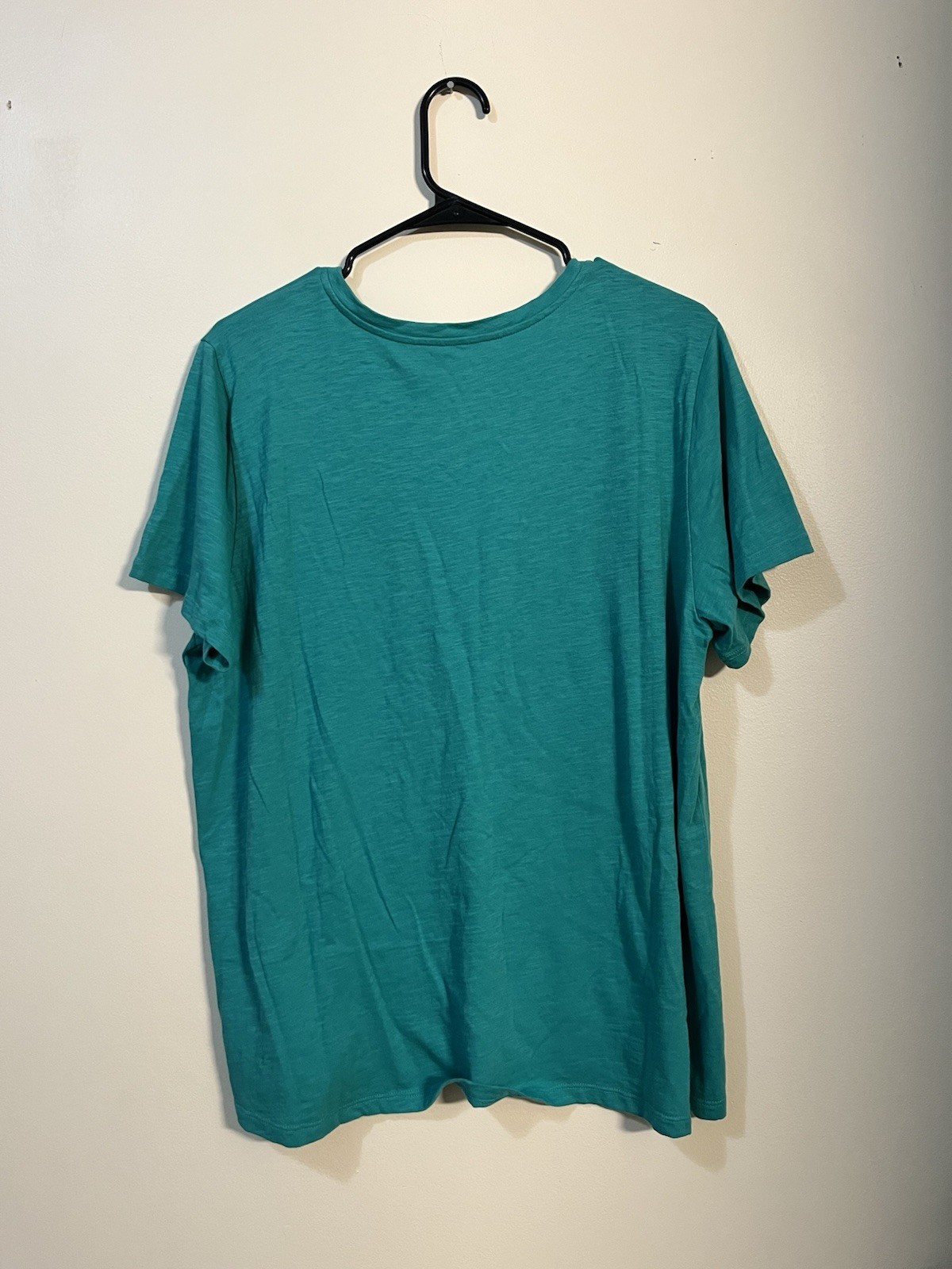 Eileen Fisher XL 100% Organic Cotton T Shirt Teal Crewneck Short Sleeve Relaxed
