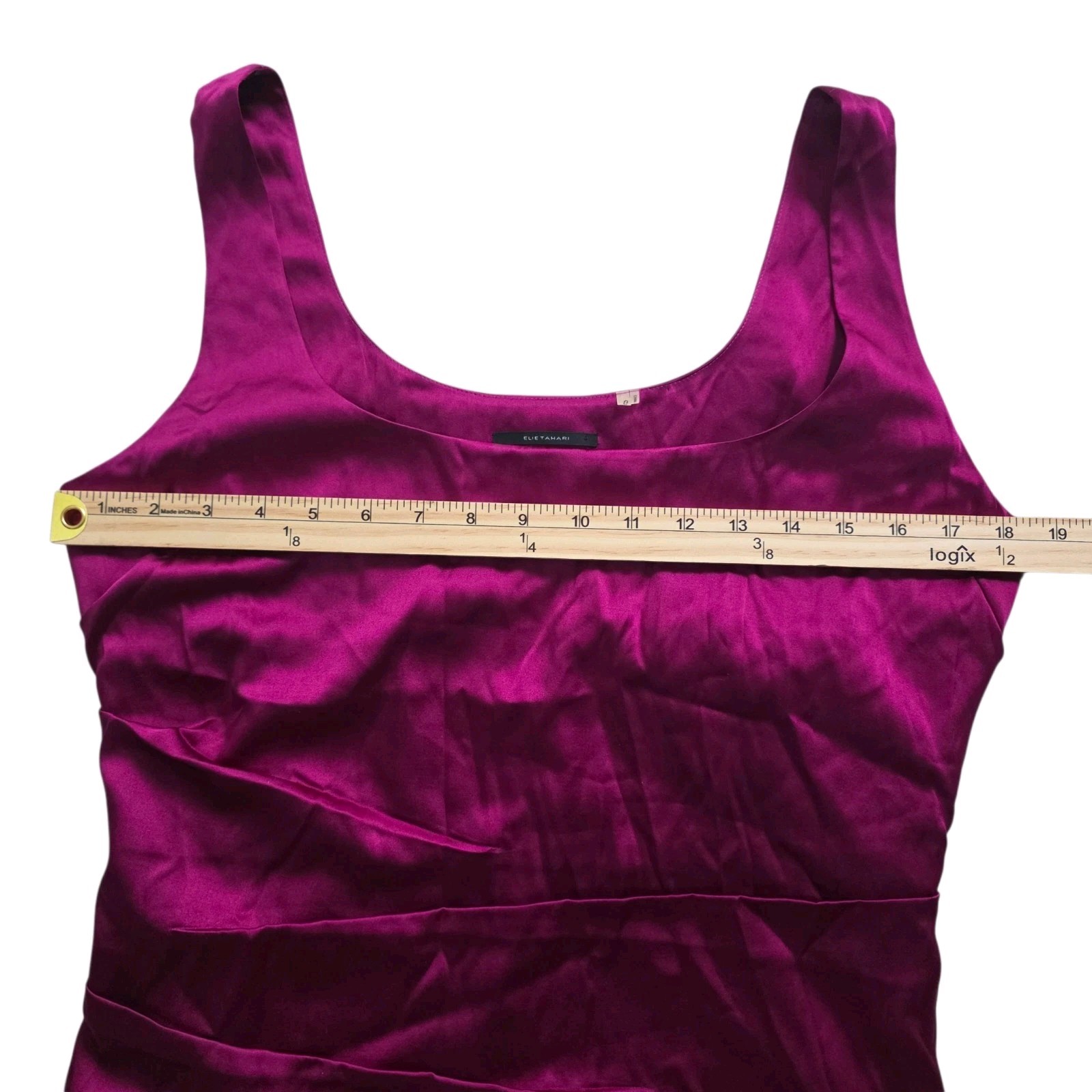 Elie Tahari Luxury Silk Blend Tank Top Blouse Womens L Magenta Purple Draped