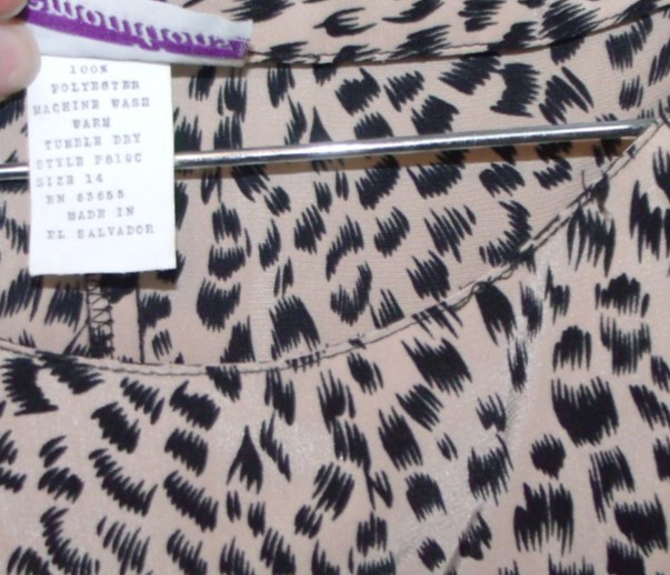 NWT Premonitions Black Beige Animal Print Dolman Slv Blouse Women’s Size 14 VTG