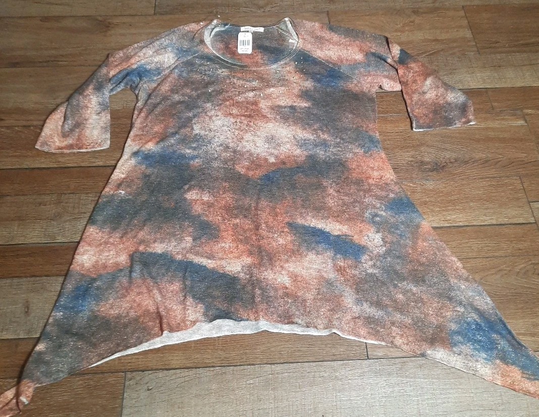 NWT Indigo Soul Metallic Multicolor Tunic Blouse 2XL