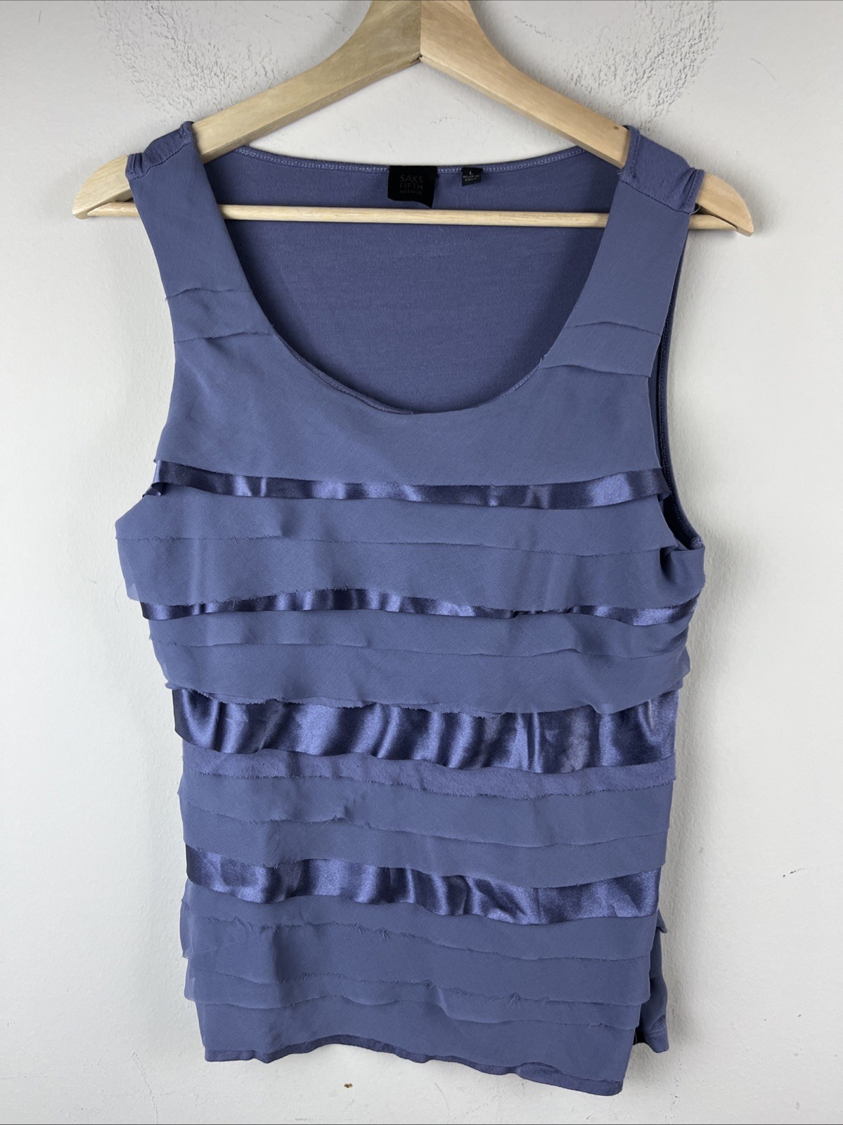 Saks Fifth Avenue Women’s Large Mauve Ruffle Tank Top Sleeveless Blouse