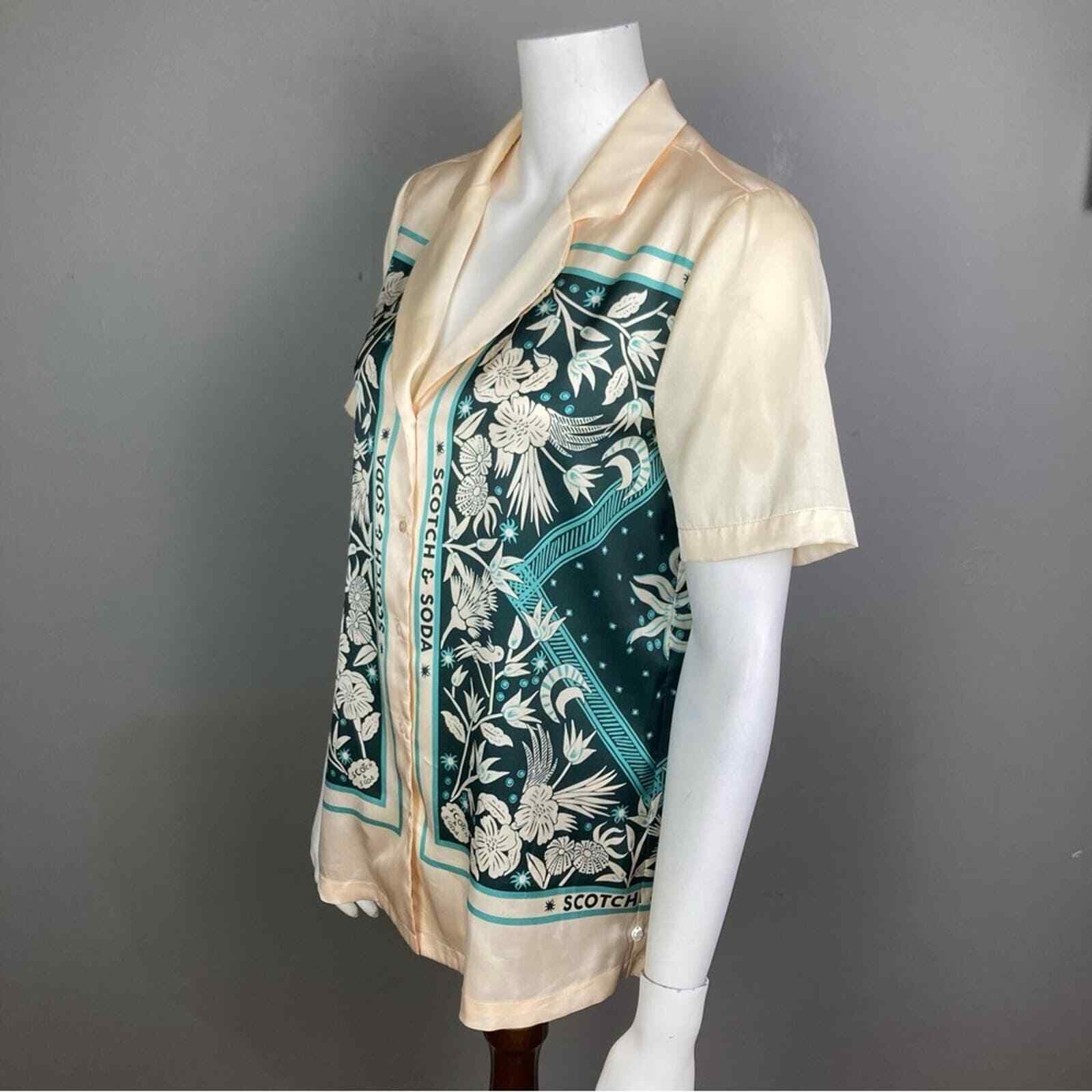 Scotch & Soda blouse women’s small Hawaiian shirt notched lapel button down