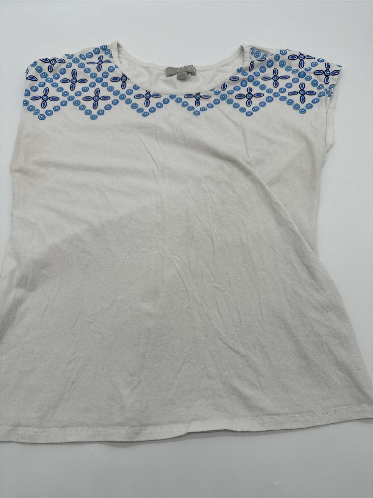 Carolyn Taylor Blouse Women Large White Graphic Print Logo…#6200