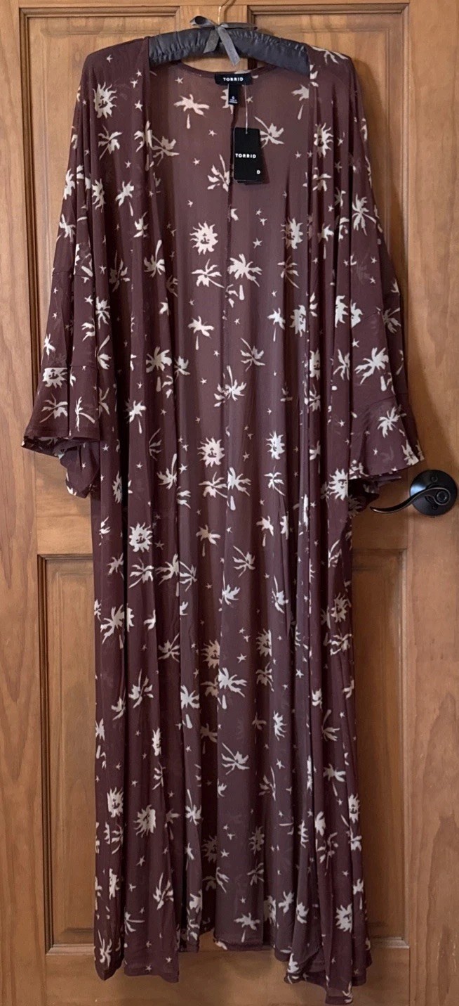 TORRID KIMONO DUSTER MESH RUFFLE SLEEVE KIMONO 5 5X 5XL 28 NEW