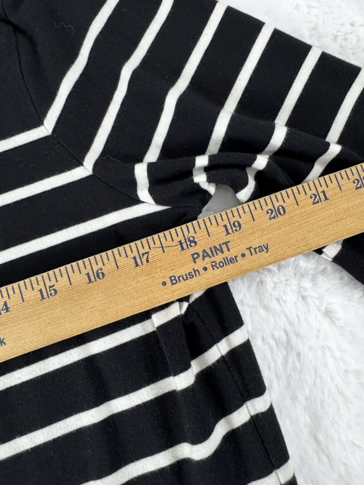 Joie Pima Cotton Modal Soft Stretch Knit Tee Top Black Ivory Stripes Size Large