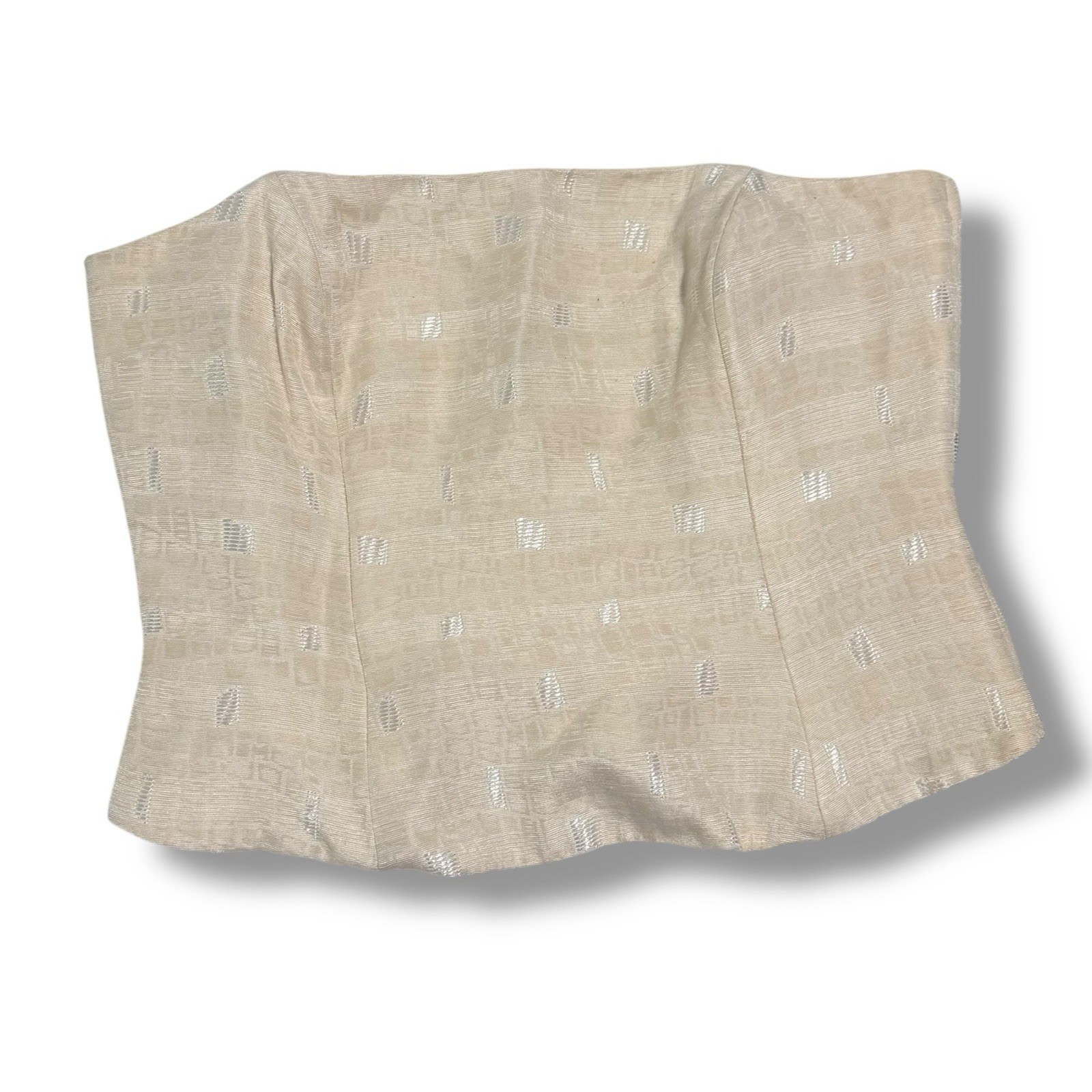 Michael Desjardins Y2K Strapless Corset Top Ivory Minimalist Coquette Bustier 10