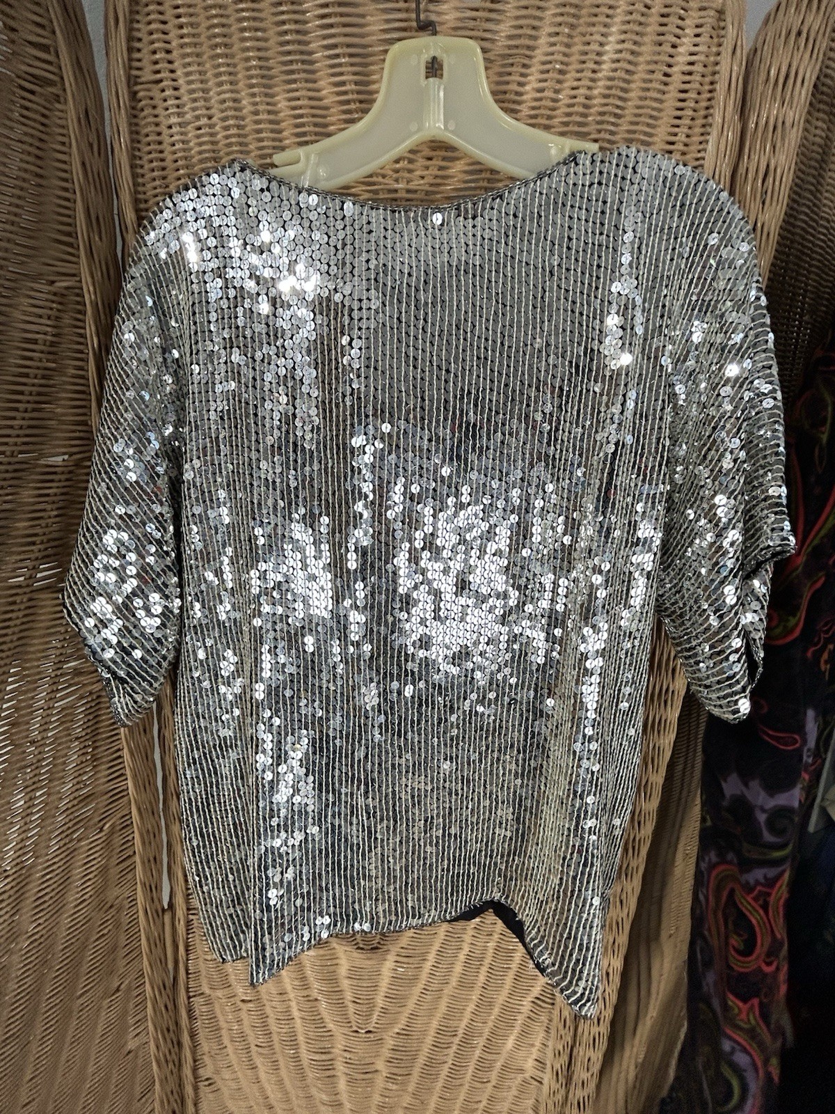 Vintage Sequins Pearl Blouse Silk Joseph Le Bon Party Festival Shimmering