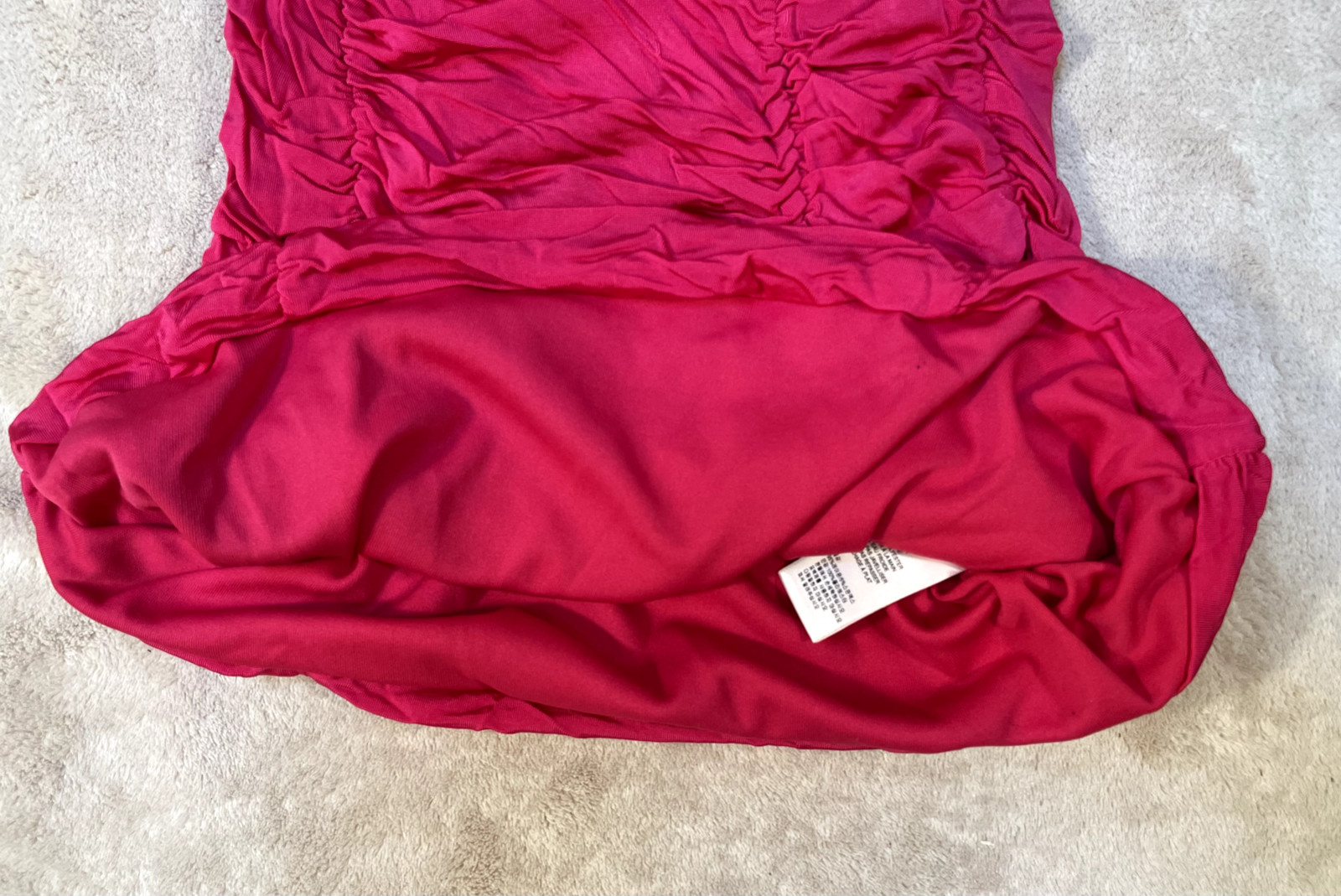 XXI Top Women’s Small Red Strapless Ruched Seams Gathered Stretch Rayon Lined