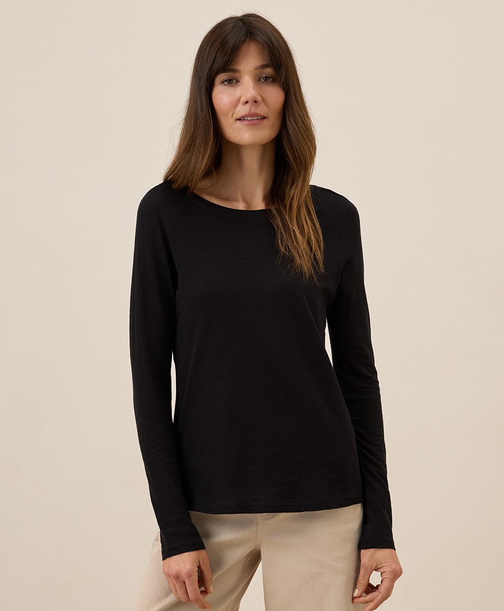 Pact Women’s Featherweight Slub Long Sleeve Tee Large Eclipse Purple