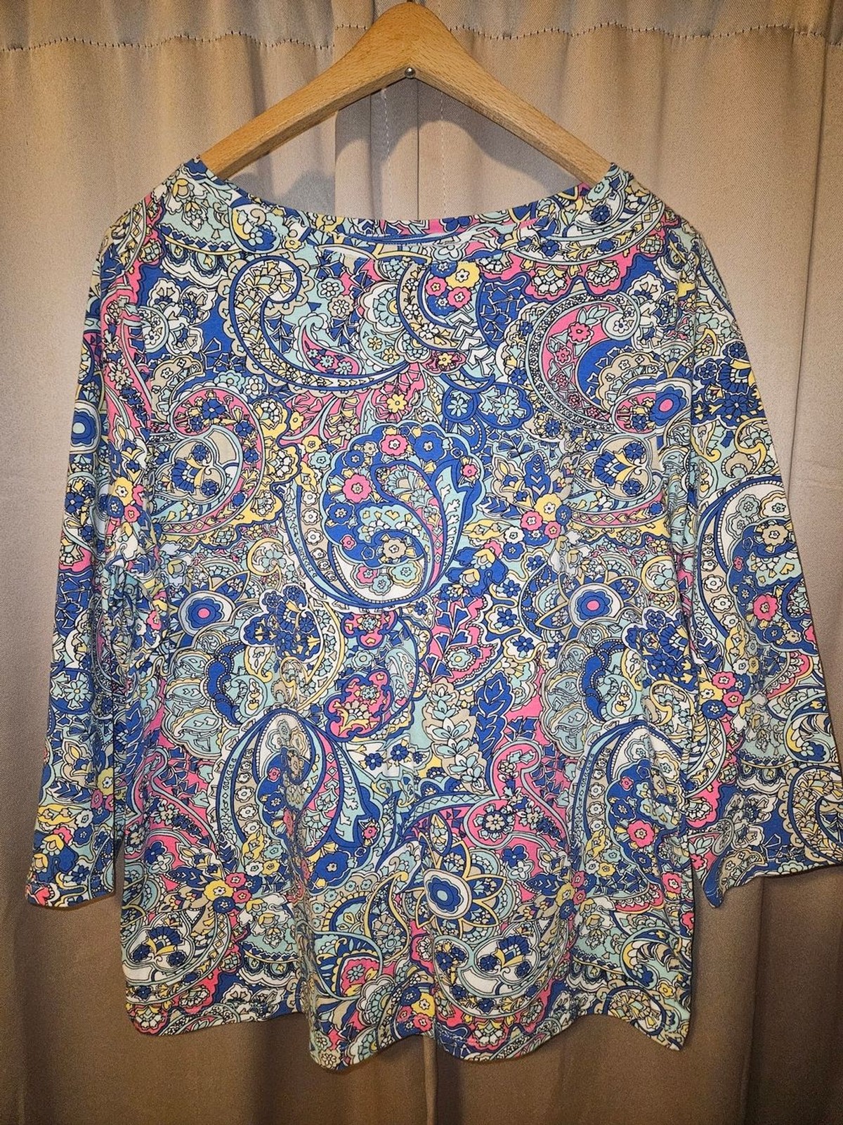 Talbots Paisley Boatneck Tunic – Blue, Pink & Yellow