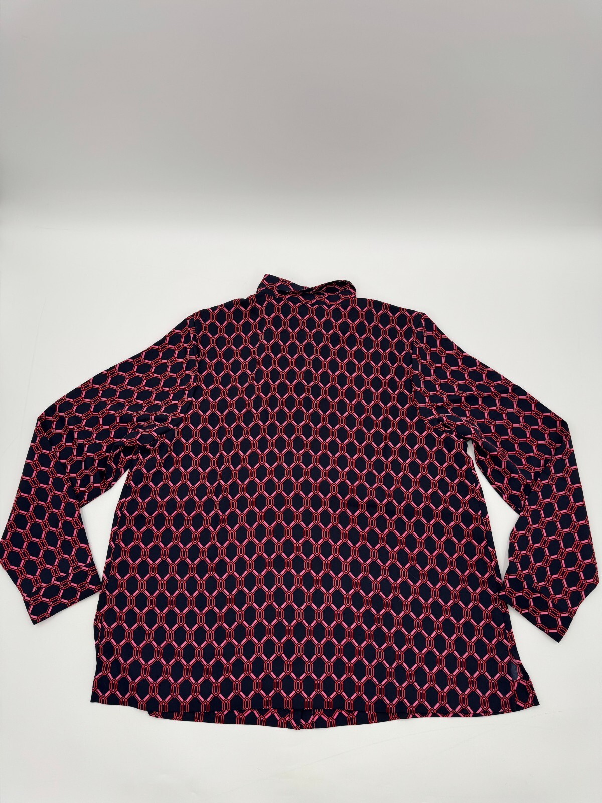 J.Jill Wearever Easy-Care A-Line Button-Front Shirt Women Large Black Geometric