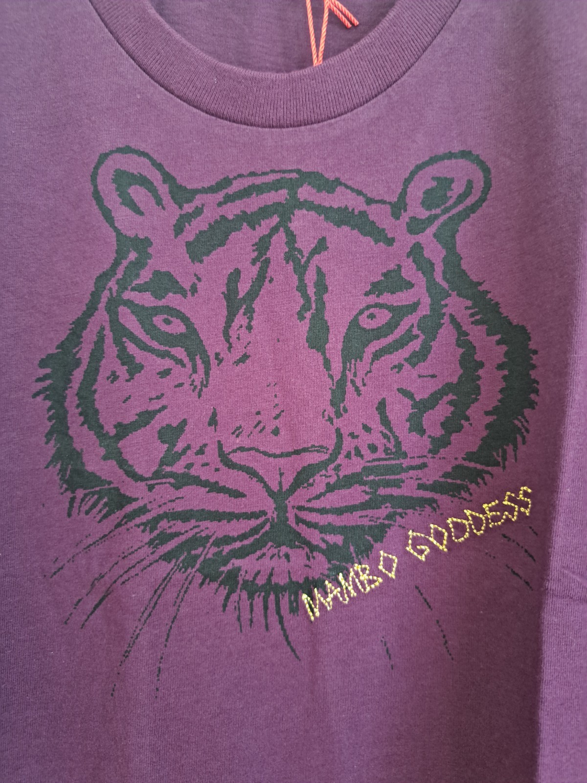 Mambo Goddess Charleston T-Shirt UK10 Purple Tiger Print Stretch Jersey BNWT