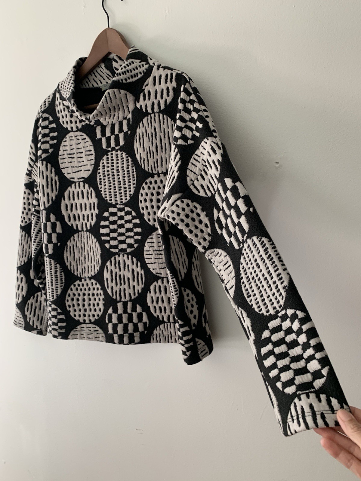 Chalet Et Ceci Alayna Top In Charcoal Sz M Long Sleeve Mock Neck Lagenlook Art
