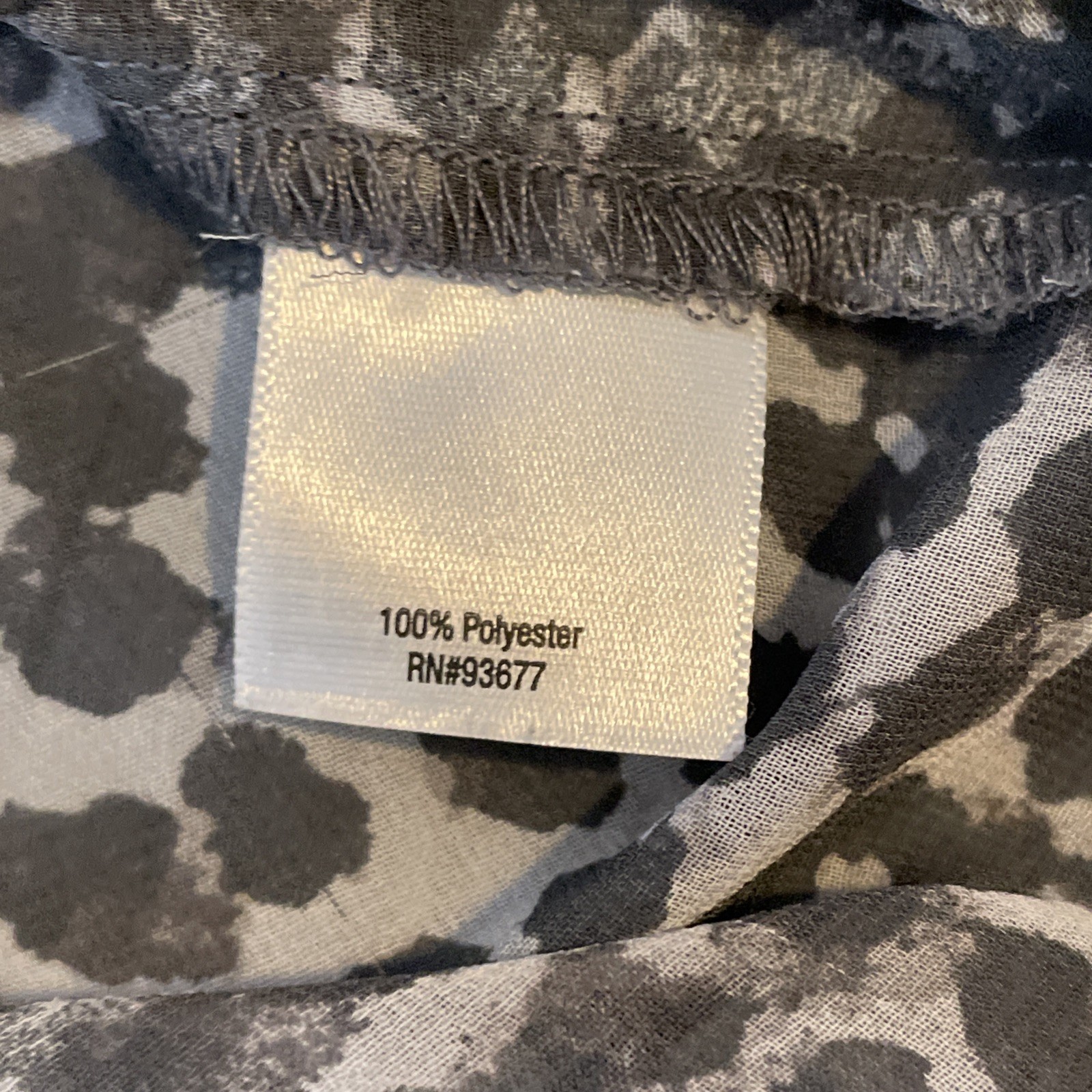 A.N.A Blouse S Sheer Chiffon Abstract Gray 3/4 Slv Smocked Contemporary Career