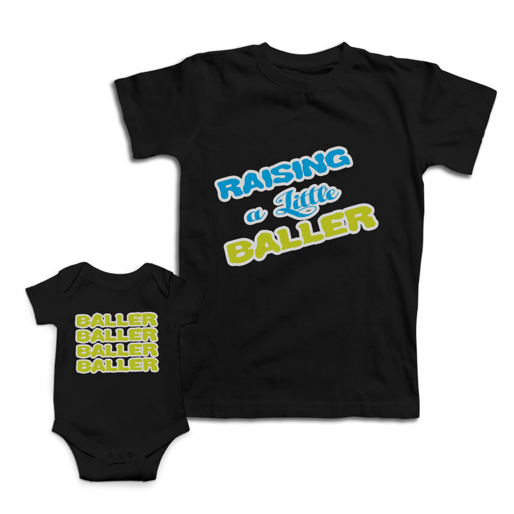 Love Mom and Baby Matching Outfits Raising A Little Baller Cotton Match Clothes