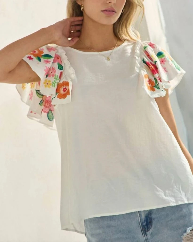 NWT Oddi BOUTIQUE 3XL WHITE Embroidered SLV Floral Flowy Boho Peasant 3X