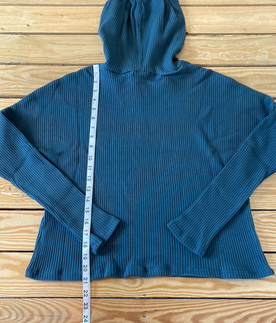 lett NWT women’s ribbed pullover hoodie Sweater size S green R12
